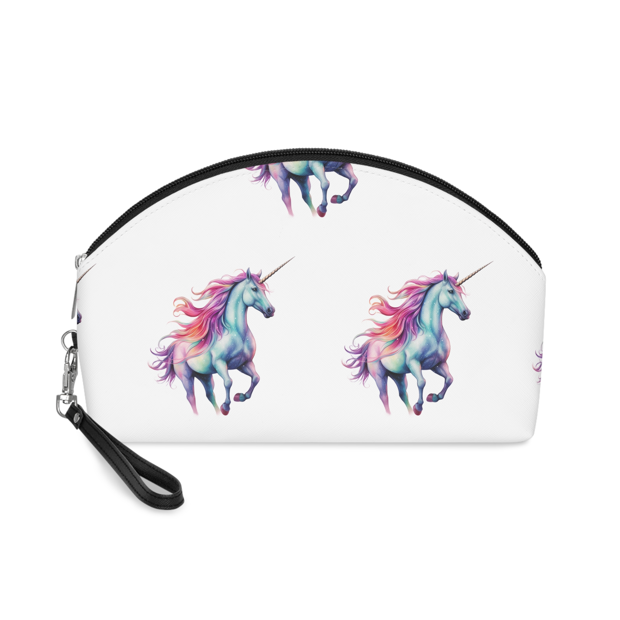 Unicorn With Rainbow Mane Pink Mane Running Sky Generative Ai Makeup Bag