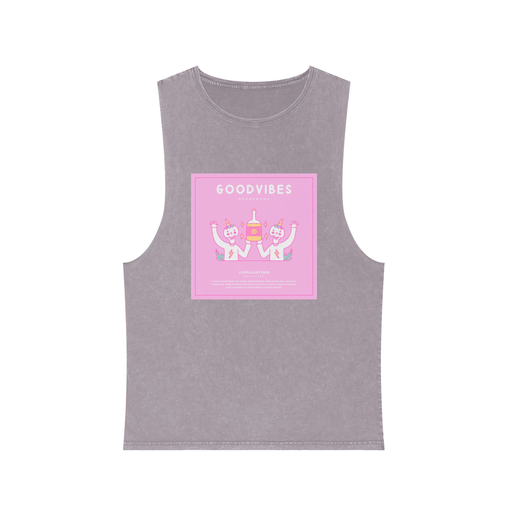 Cute Unicorn Skulls Holding Beer Bottle Illustration T Shirt Poster Unisex Stonewash Tank Top - Image 17