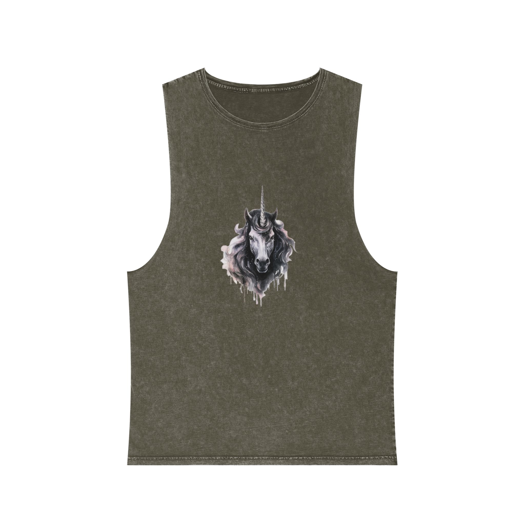 Painting Unicorn With Long Mane Horn Generative Ai Unisex Stonewash Tank Top - Image 5