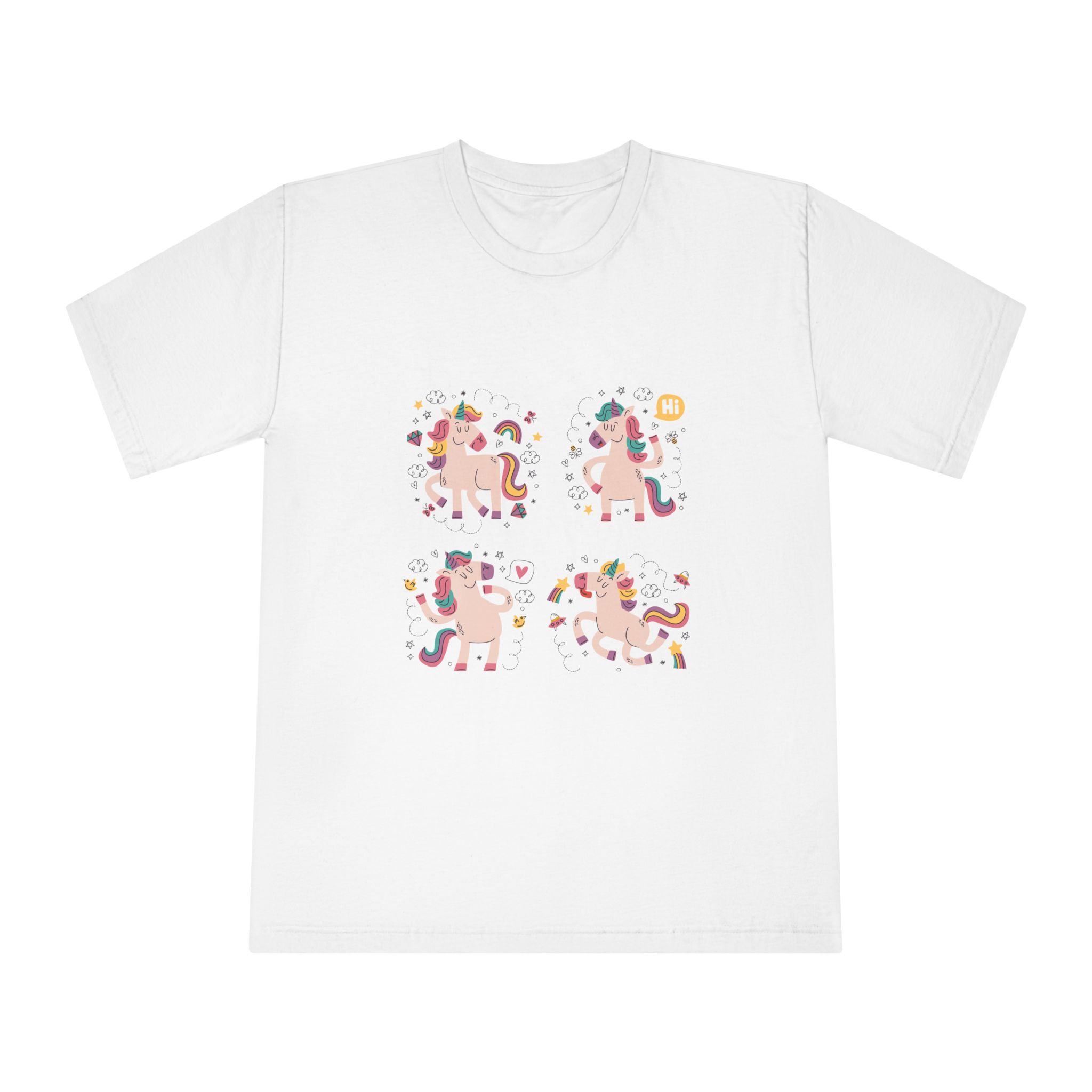 Doodle Hand Drawn Unicorn Stickers Unisex Classic Crewneck T Shirt