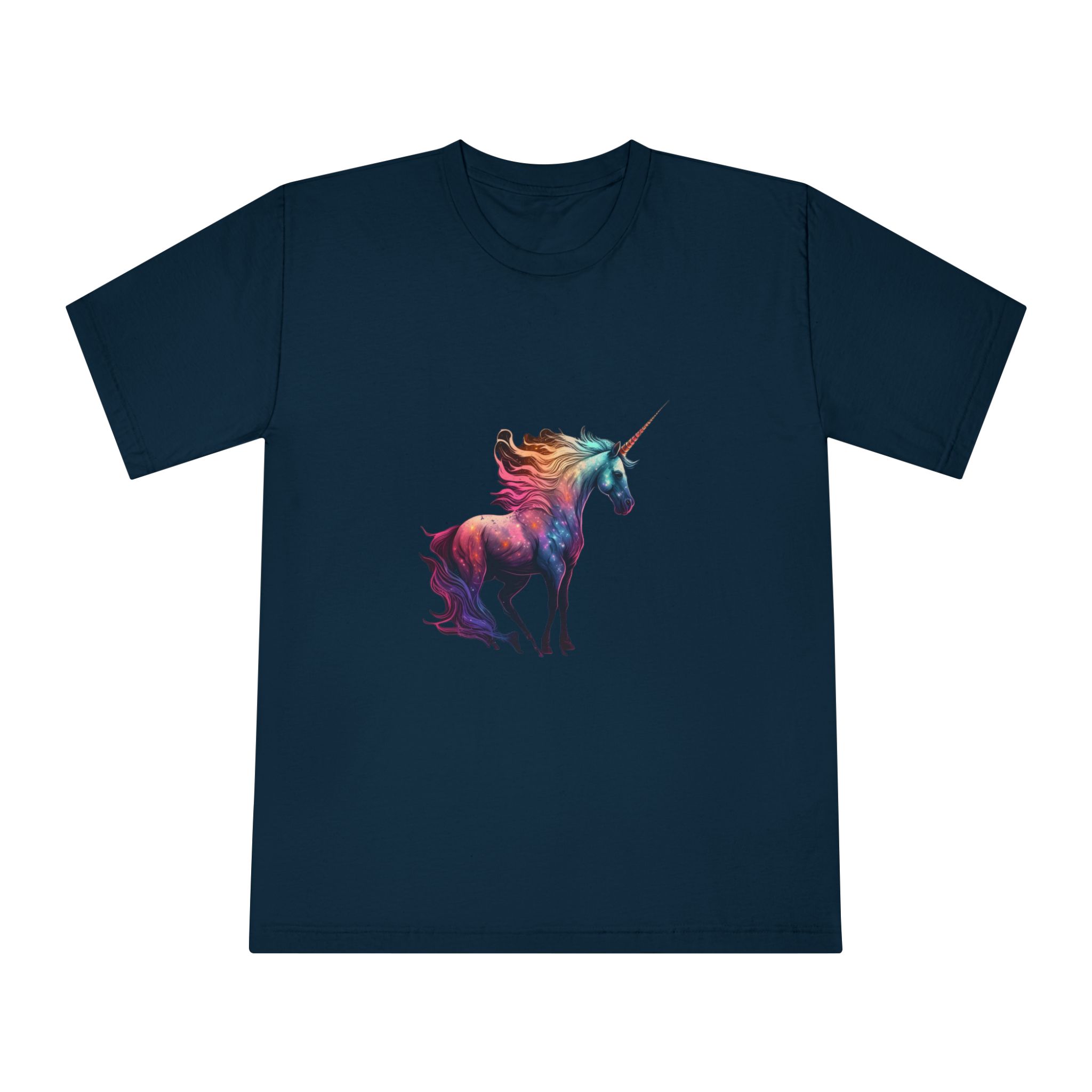 Unicorn With Colorful Mane Stars Background Generative Ai Unisex Classic Crewneck T Shirt - Image 17