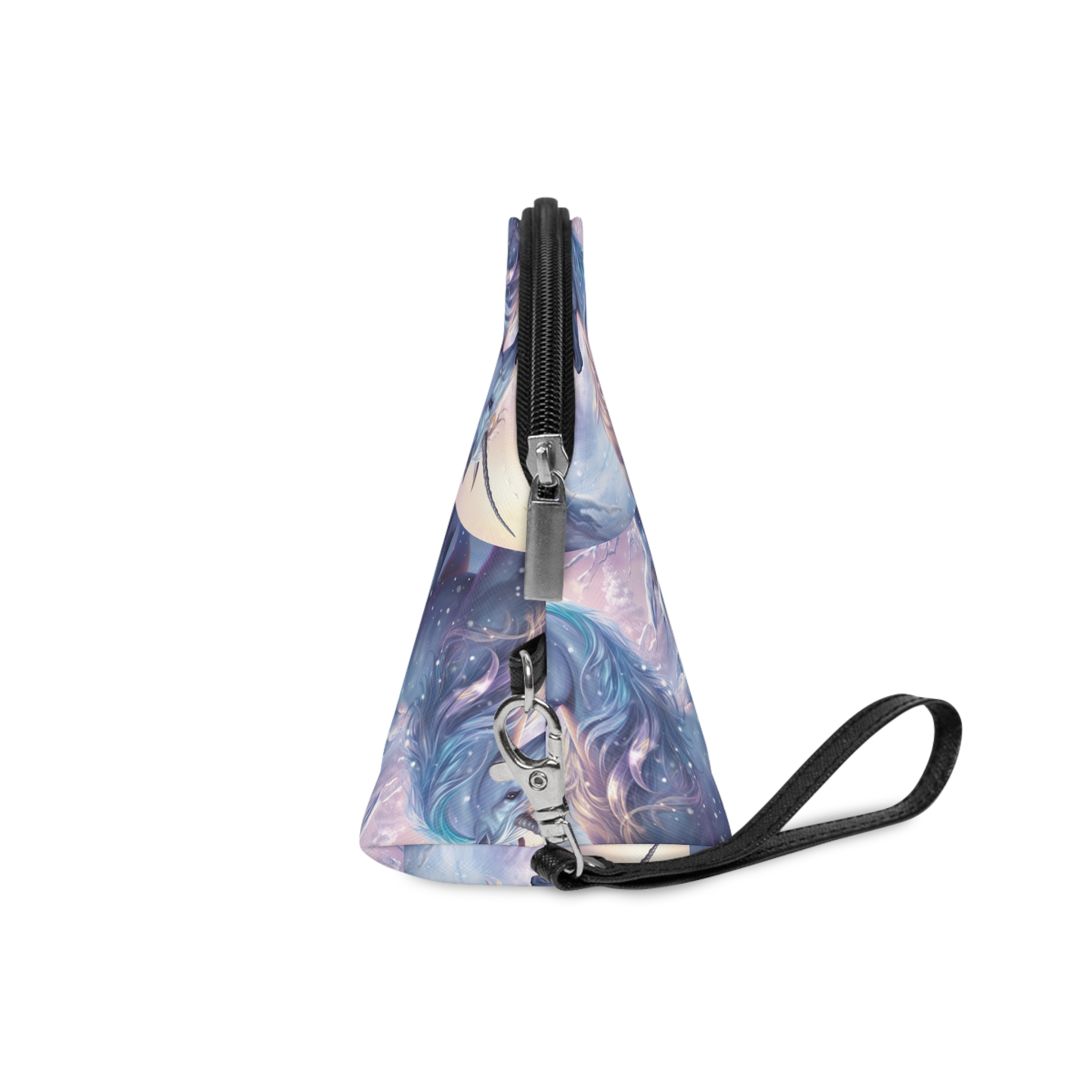 Unicorn Snow With Pink Sky Background Generative Ai Makeup Bag - Image 3