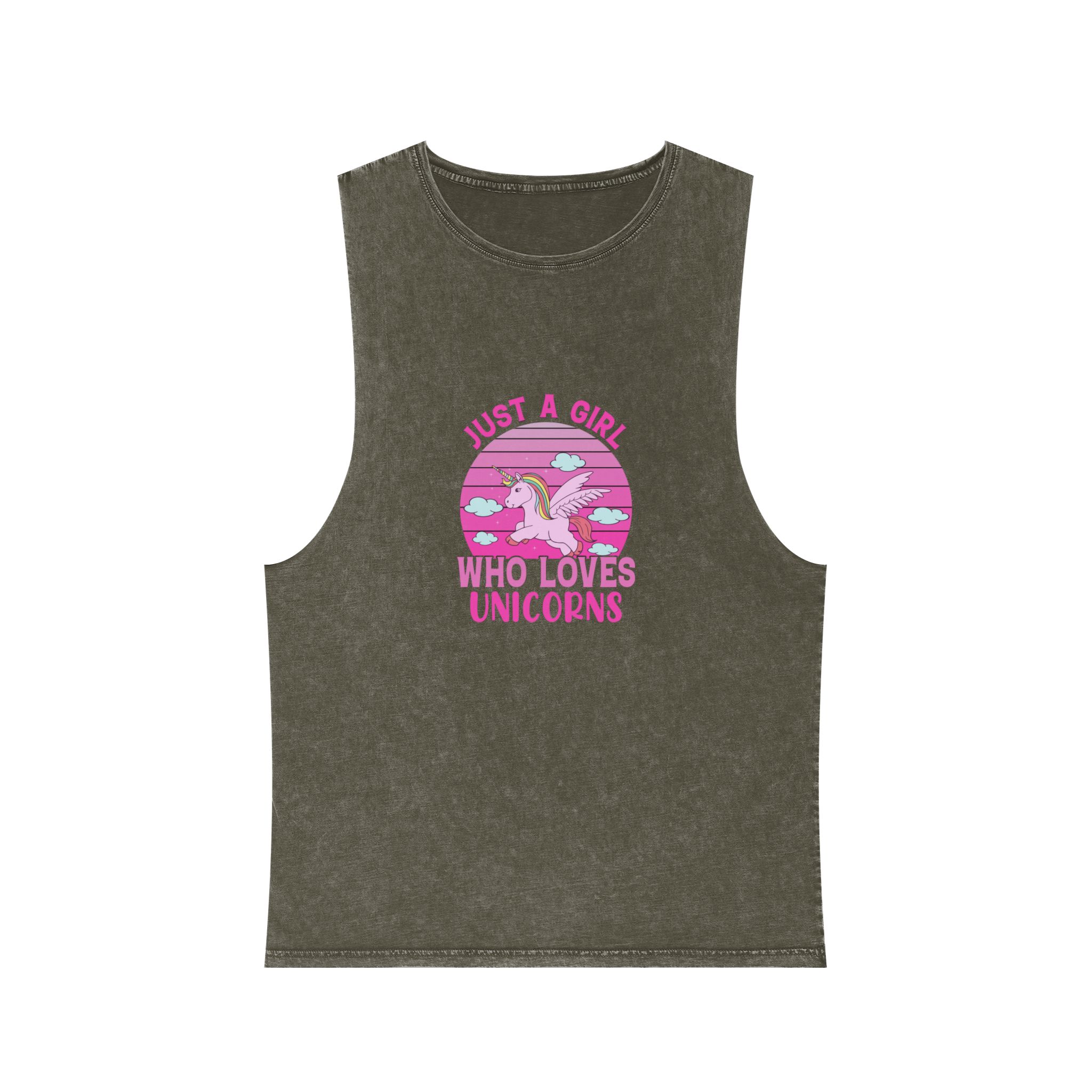 Just A Girl Who Loves Unicorns Unisex Stonewash Tank Top - Image 5