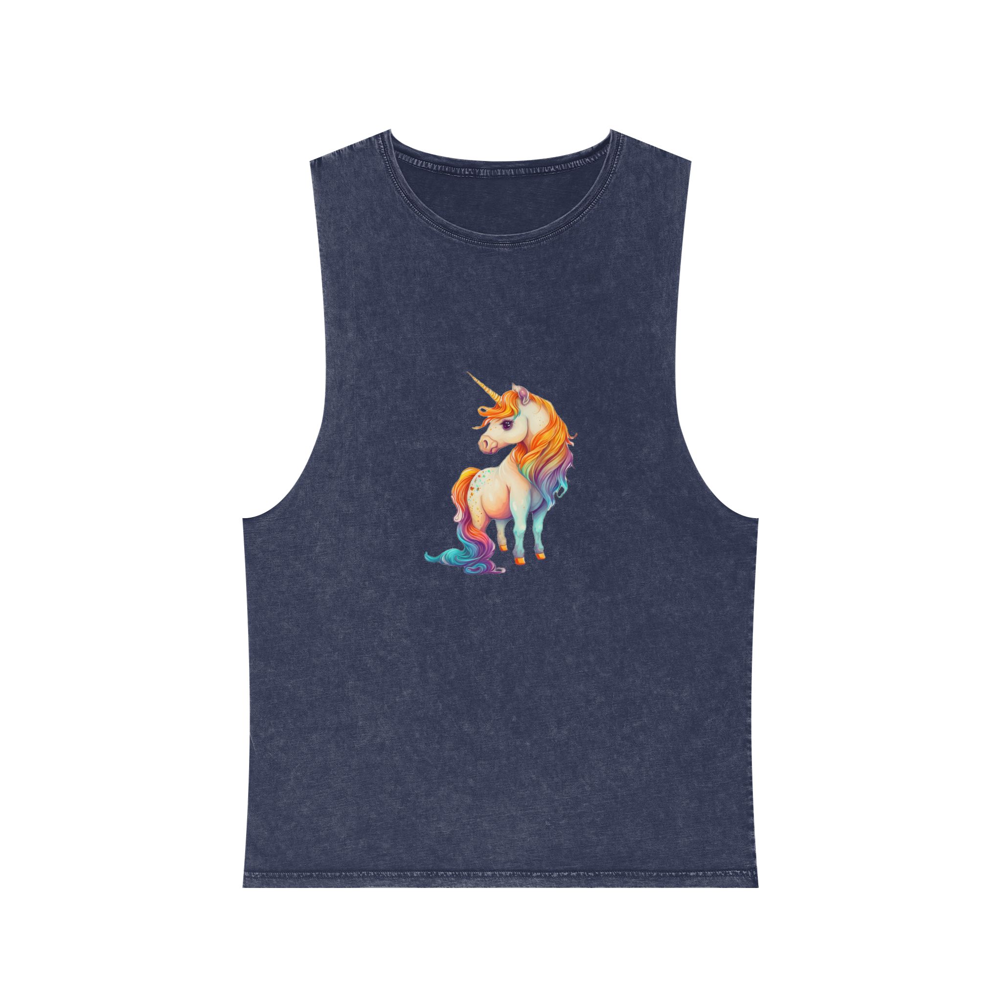 Cute Adorable Lovely Unicorn Colorful With Gradients Background Unisex Stonewash Tank Top - Image 13