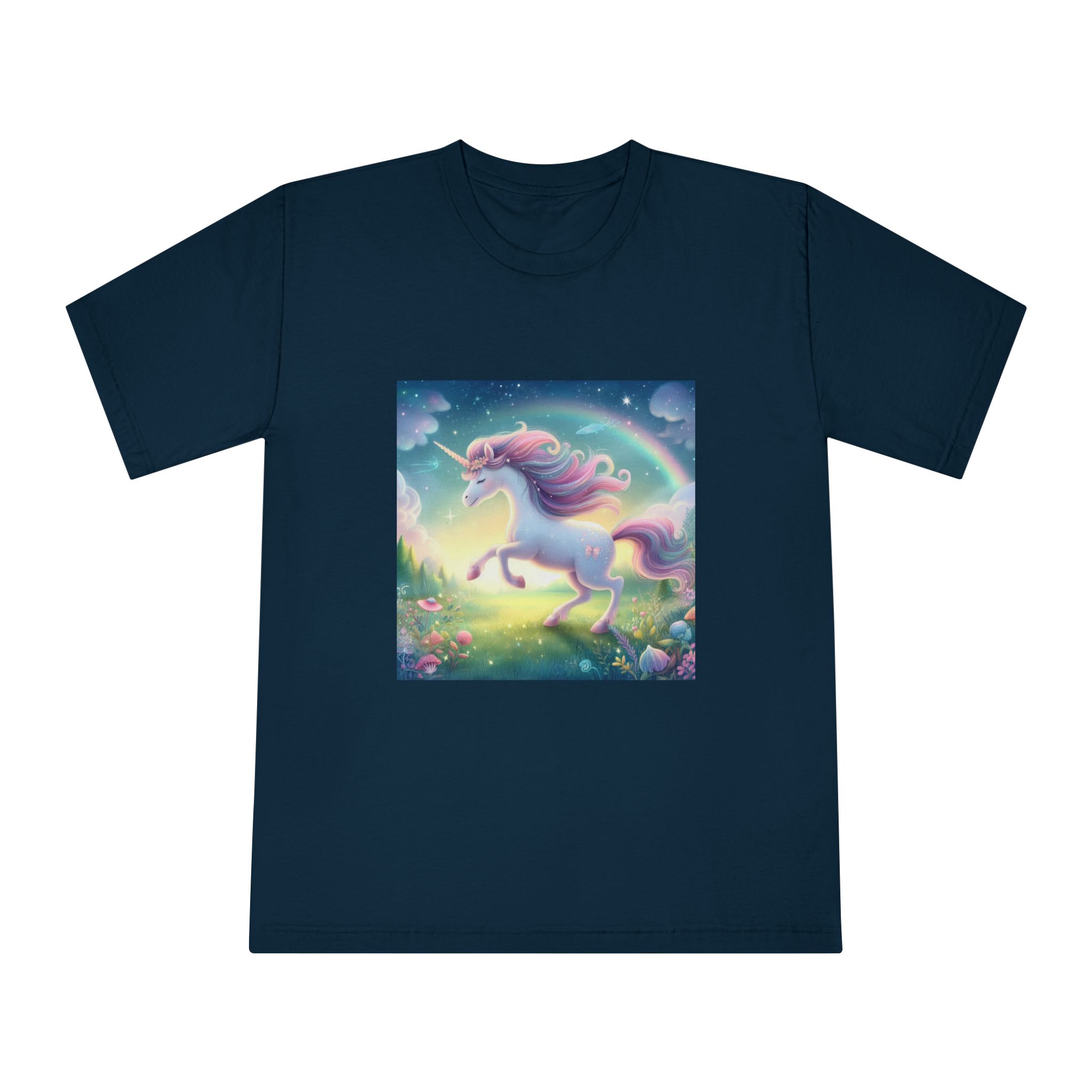 Beautiful Unicorn Running Magical Meadow Unicorn Background Images Whimsical Unicorn (21) Unisex Classic Crewneck T Shirt - Image 17