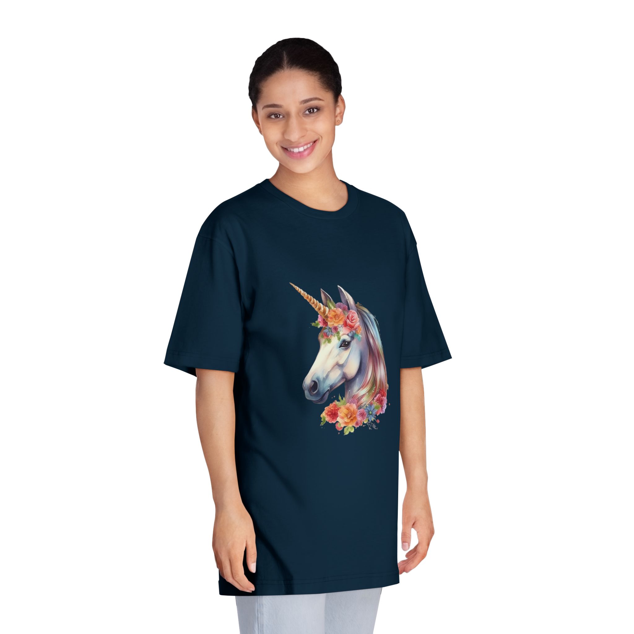 Watercolor Unicorn With Floral Crown Fotor Bg Remover 2023120317822 Unisex Classic Crewneck T Shirt - Image 19
