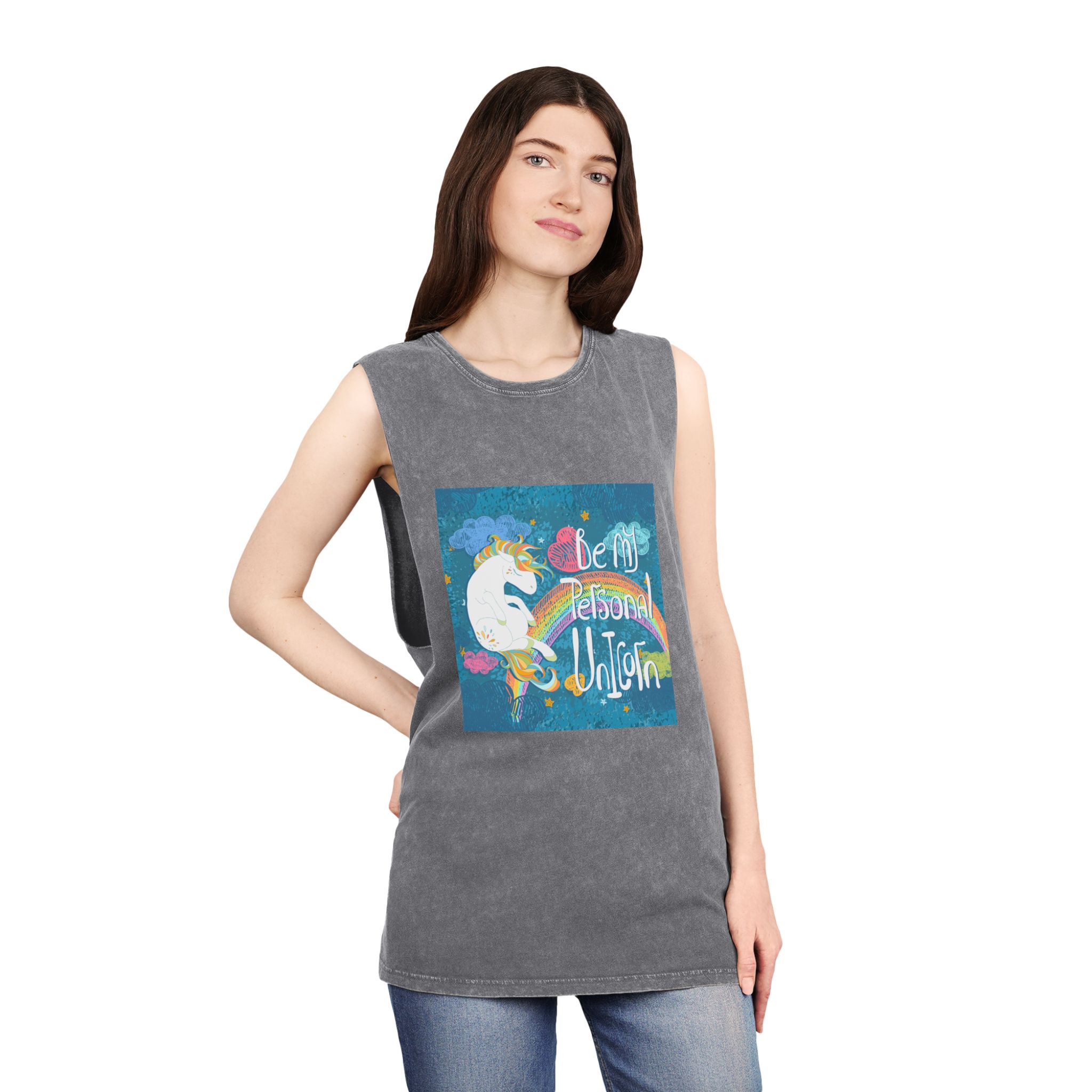 Be My Personal Unicorn Unisex Stonewash Tank Top - Image 12