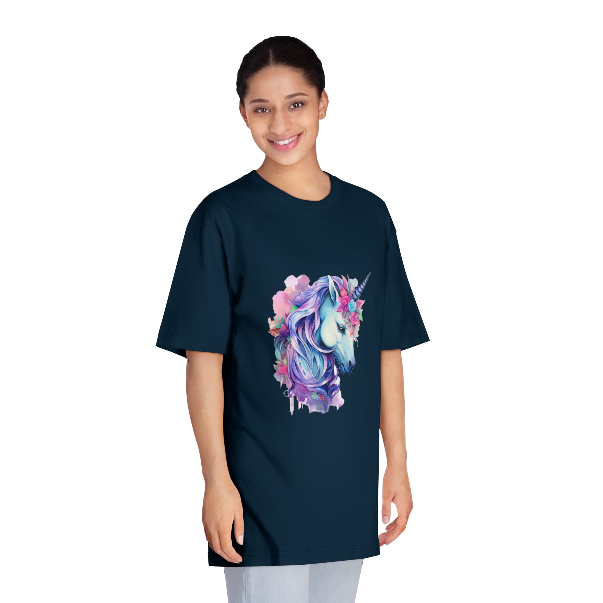 Watercolor Fantasy Unicorn Clip Art Unisex Classic Crewneck T Shirt - Image 19