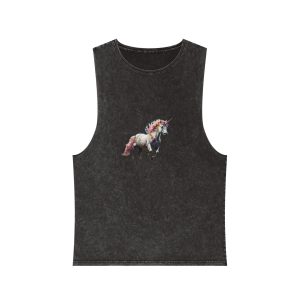 Beautiful Unicorn Running Magical Meadow Unicorn Background Images Whimsical Unicorn (27) Unisex Stonewash Tank Top