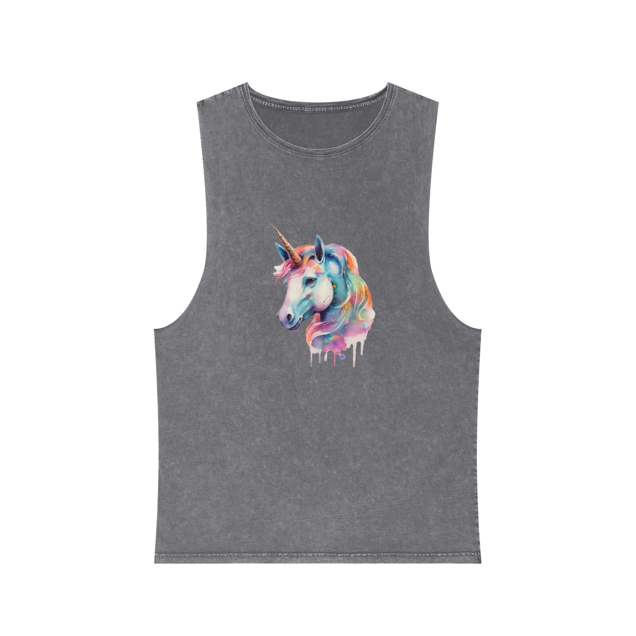 Close Up Unicorns Head With Colorful Mane Generative Ai Unisex Stonewash Tank Top - Image 9