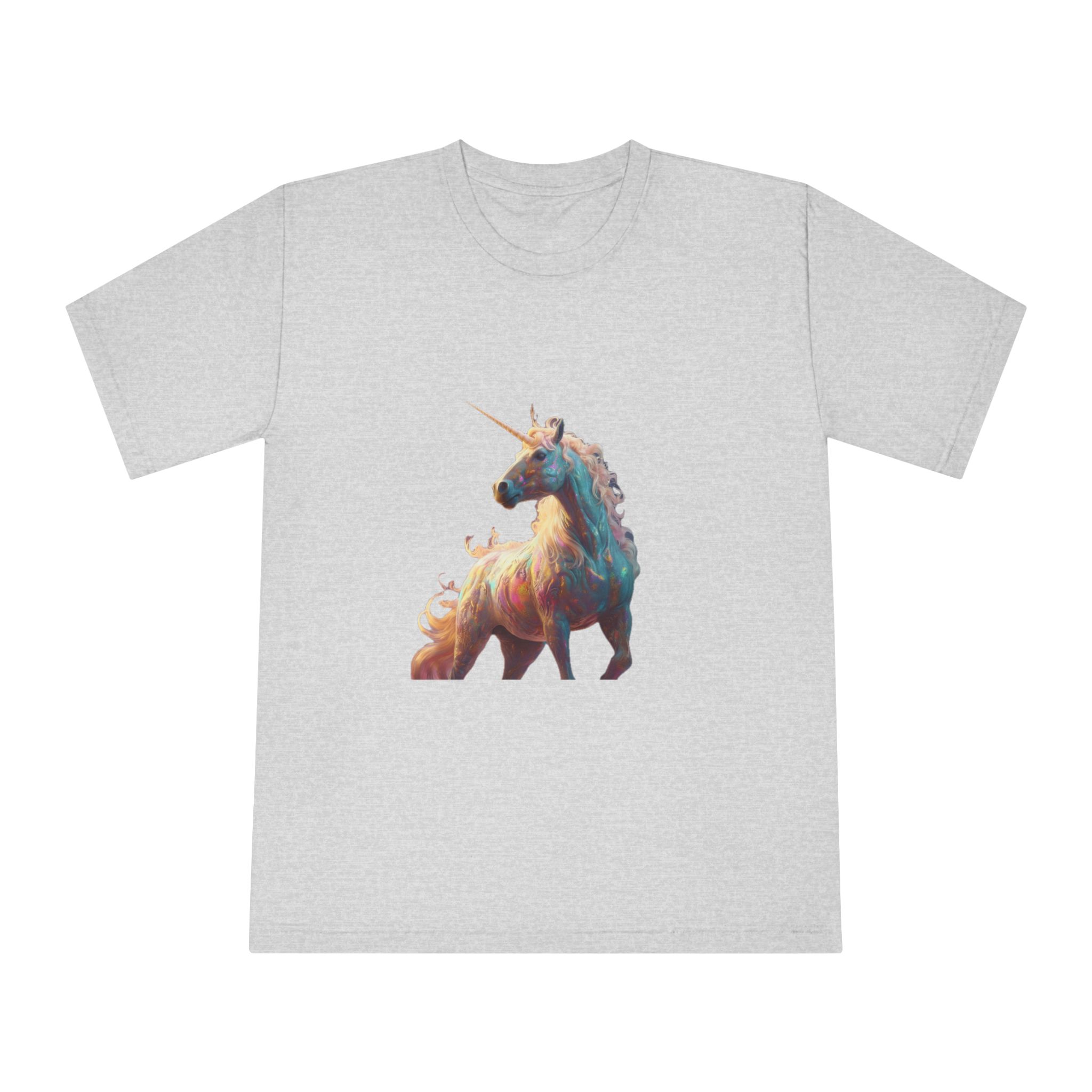 Unicorn With Long Mane Colorful Mane Standing Hill Generative Ai Unisex Classic Crewneck T Shirt - Image 13