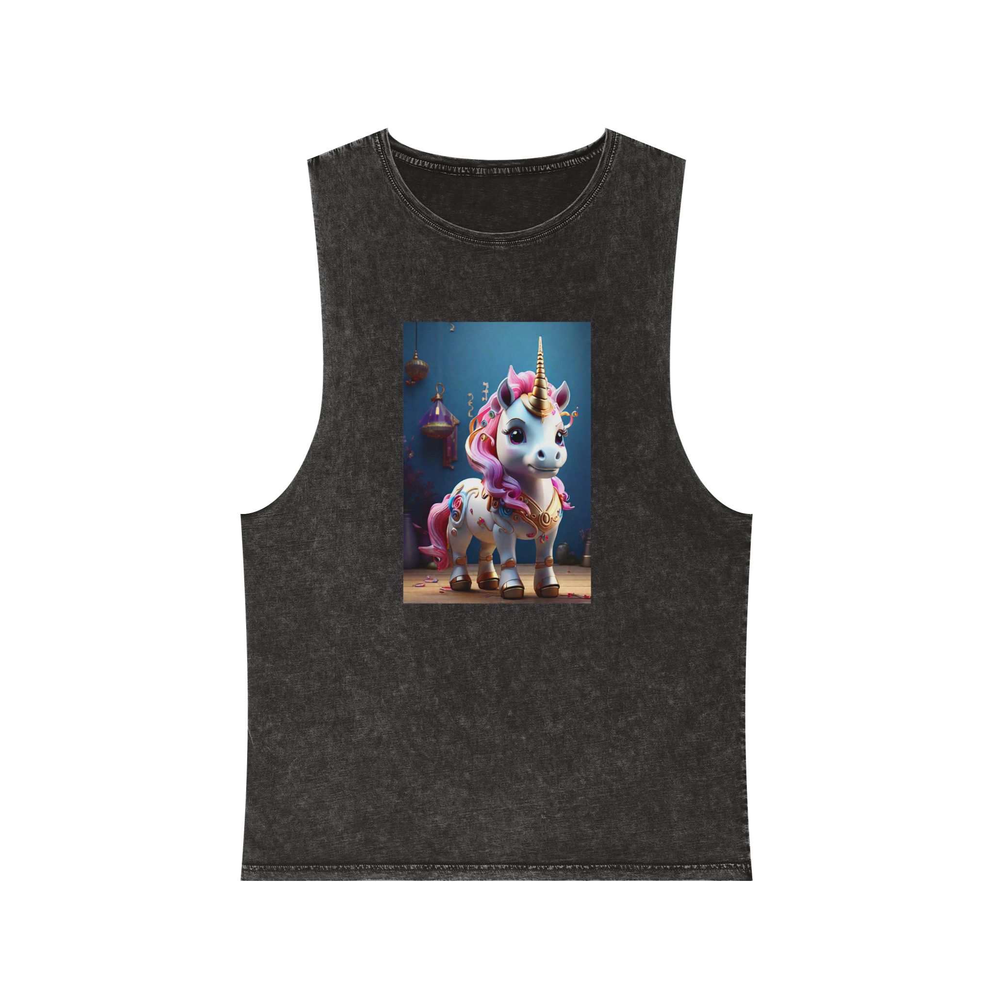 Animated Unicorn Children Generated By Ai (17) Unisex Stonewash Tank Top