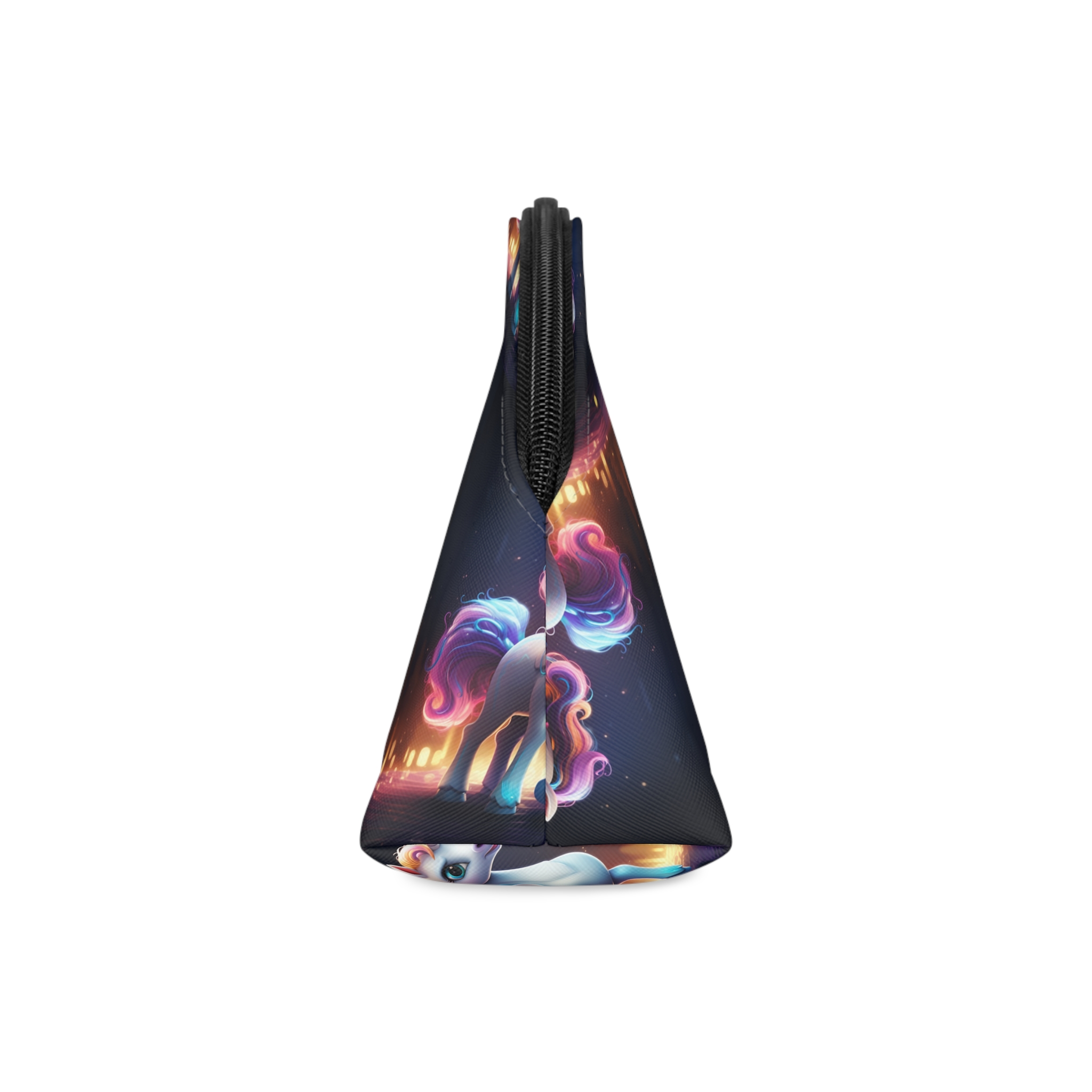 Unicorn Standing Wooden Platform With City Background Generative Ai Makeup Bag - Image 4