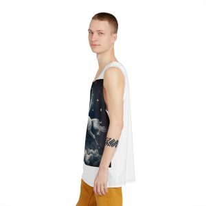 Unicorn Clouds With Full Moon Background Generative Ai Mens Tank Aop