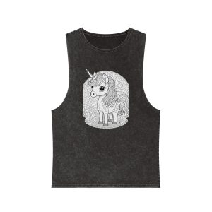 Fantasy Unicorn Coloring Pages Unisex Stonewash Tank Top