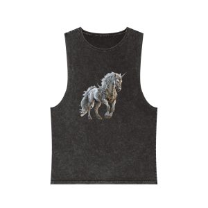Multicolored Unicorn Galloping Dreem Unicorn Illustration (2) Unisex Stonewash Tank Top