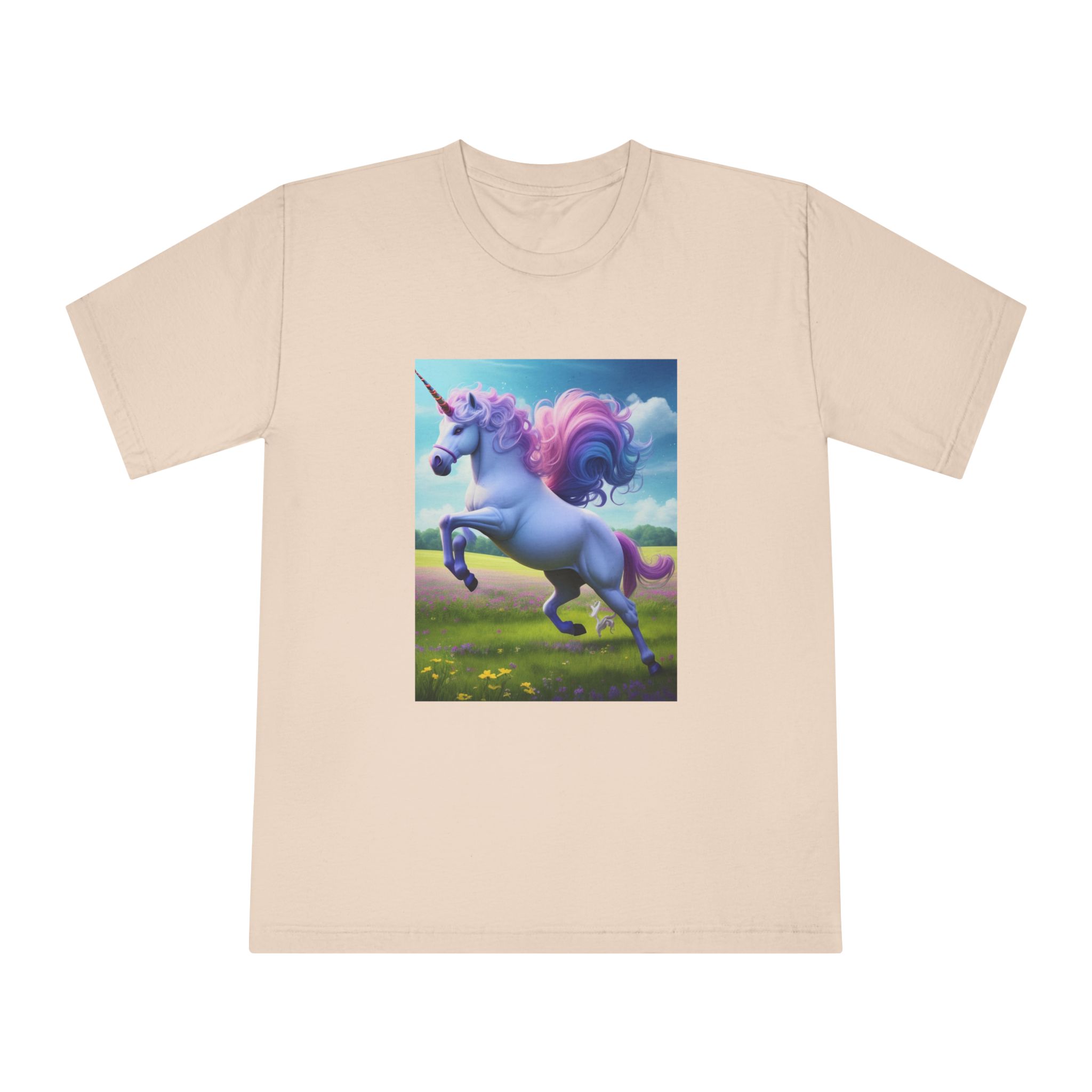 Beautiful Unicorn Running Magical Meadow Unicorn Background Images Whimsical Unicorn (26) Unisex Classic Crewneck T Shirt - Image 9