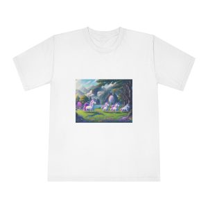 Painting Group Unicorns Landscape With Mountains Background Unisex Classic Crewneck T Shirt