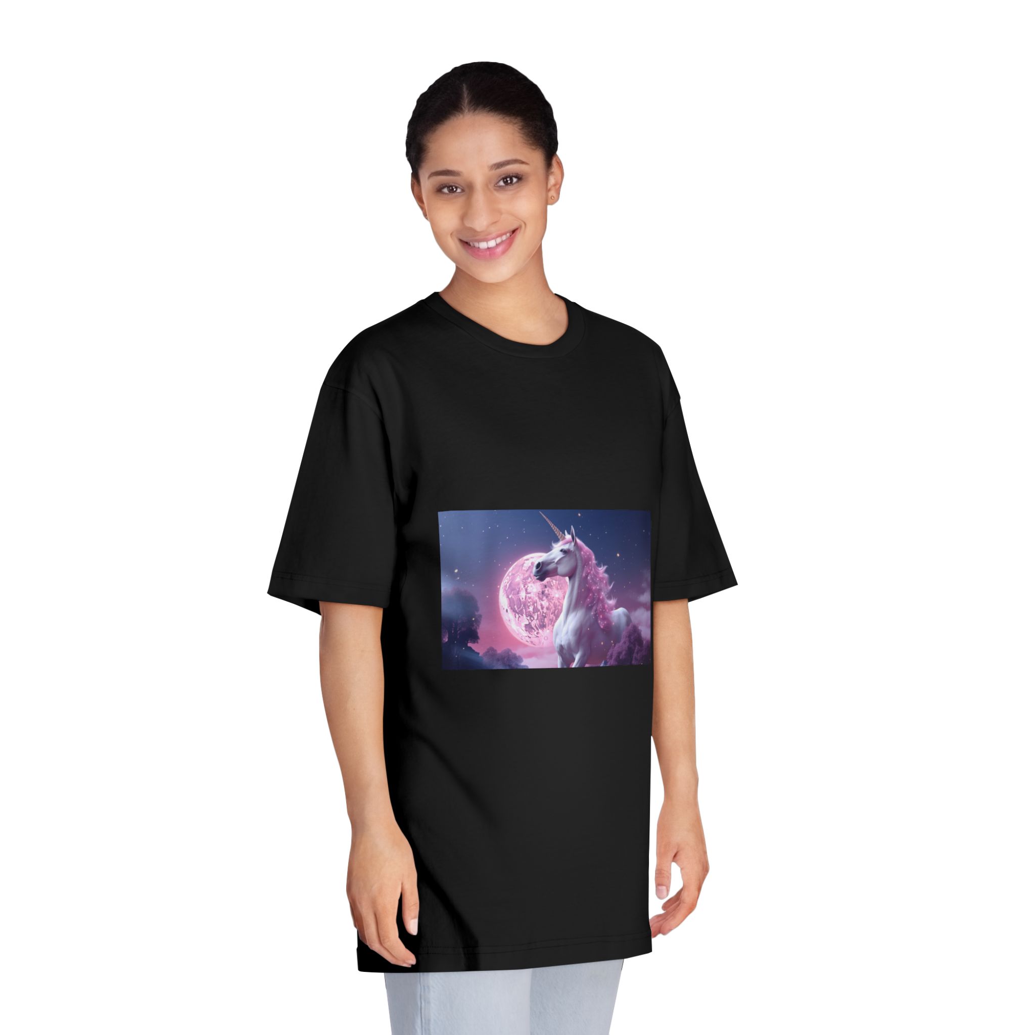 Pink Background With Unicorn Illustration Ai Generativexa Unisex Classic Crewneck T Shirt - Image 7