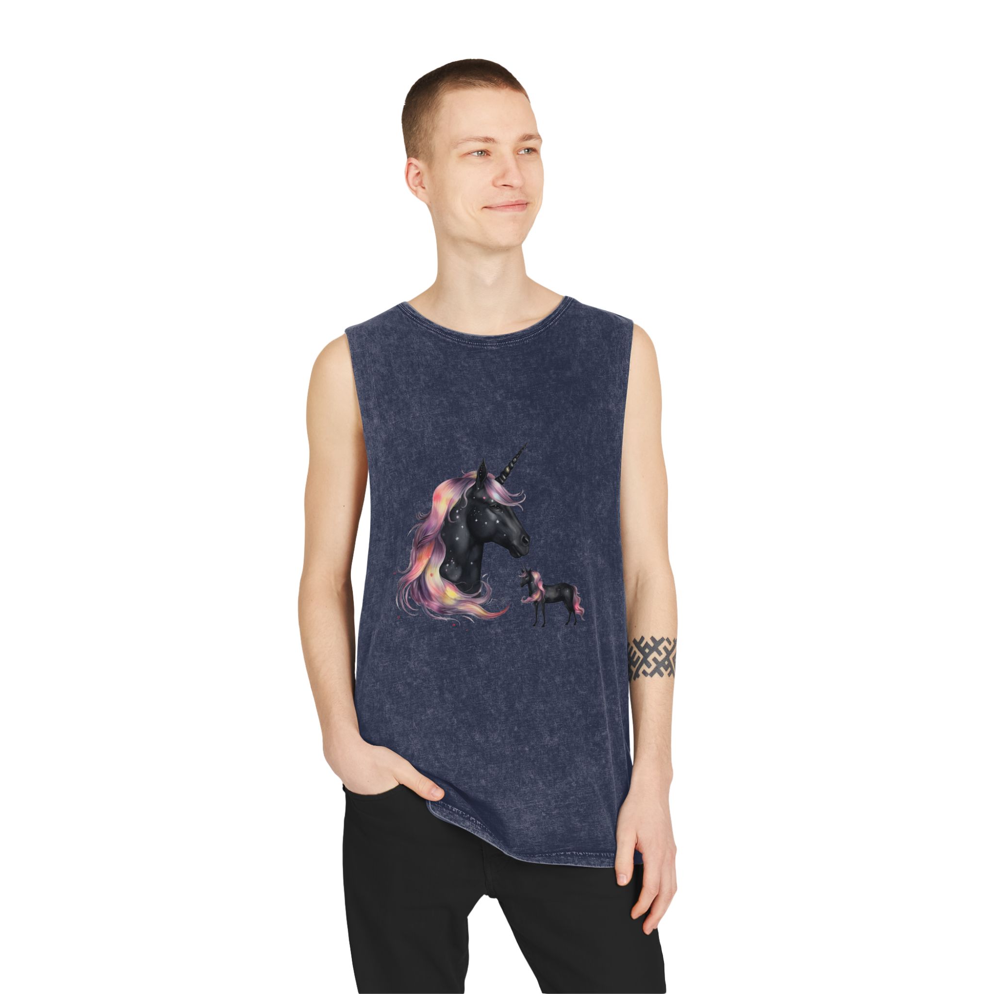 There Is Unicorn Star Sky Generative Ai Unisex Stonewash Tank Top - Image 15