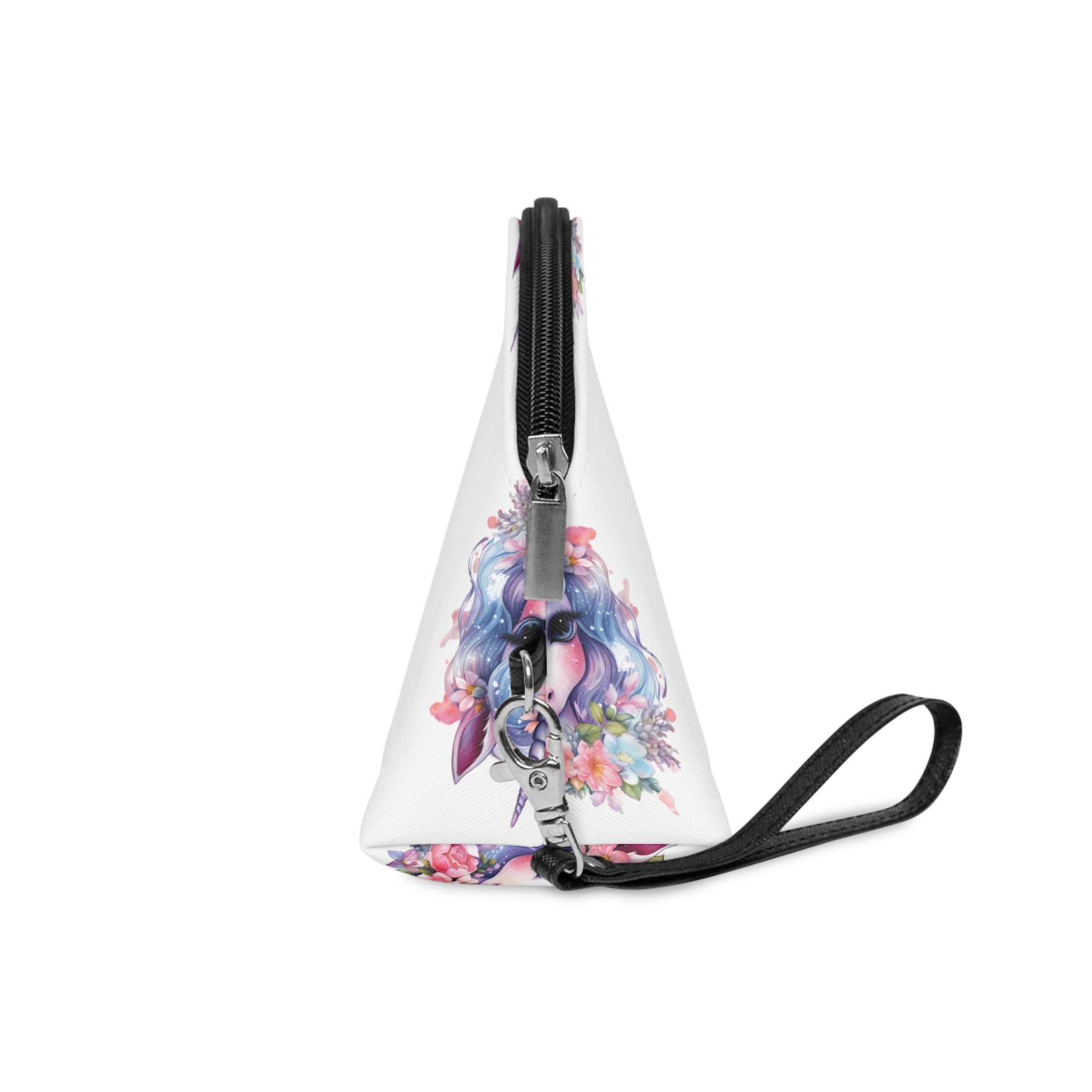 Cute Colorful Magic Unicorn With Flowers Watercolor Style (1) Copy Makeup Bag - Image 3