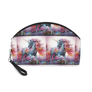 Multicolored Unicorn Galloping Dreem Unicorn Illustration Makeup Bag