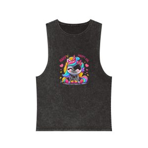 Happy Daddys Girl Unicorn Unisex Stonewash Tank Top
