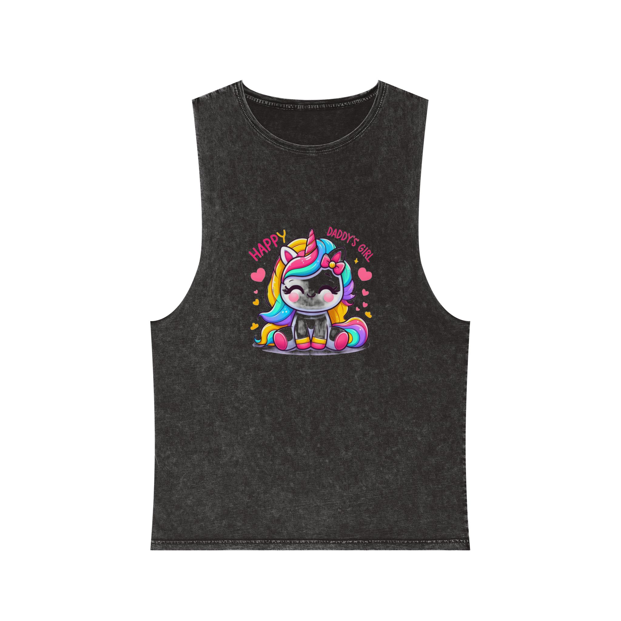 Happy Daddys Girl Unicorn Unisex Stonewash Tank Top