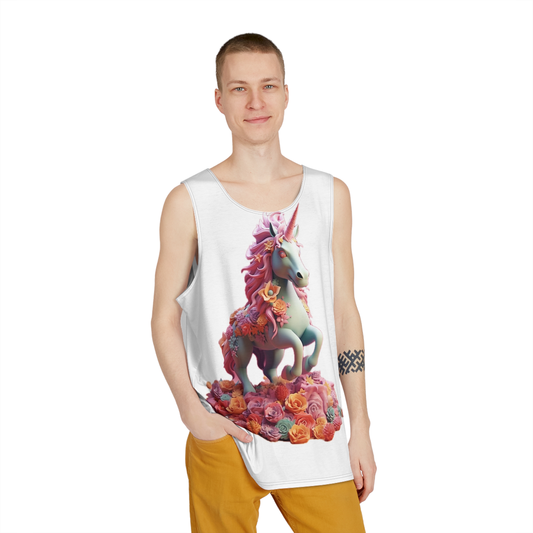 Colorful 3d Mythical Unicorn (3) Copy Mens Tank Aop - Image 3