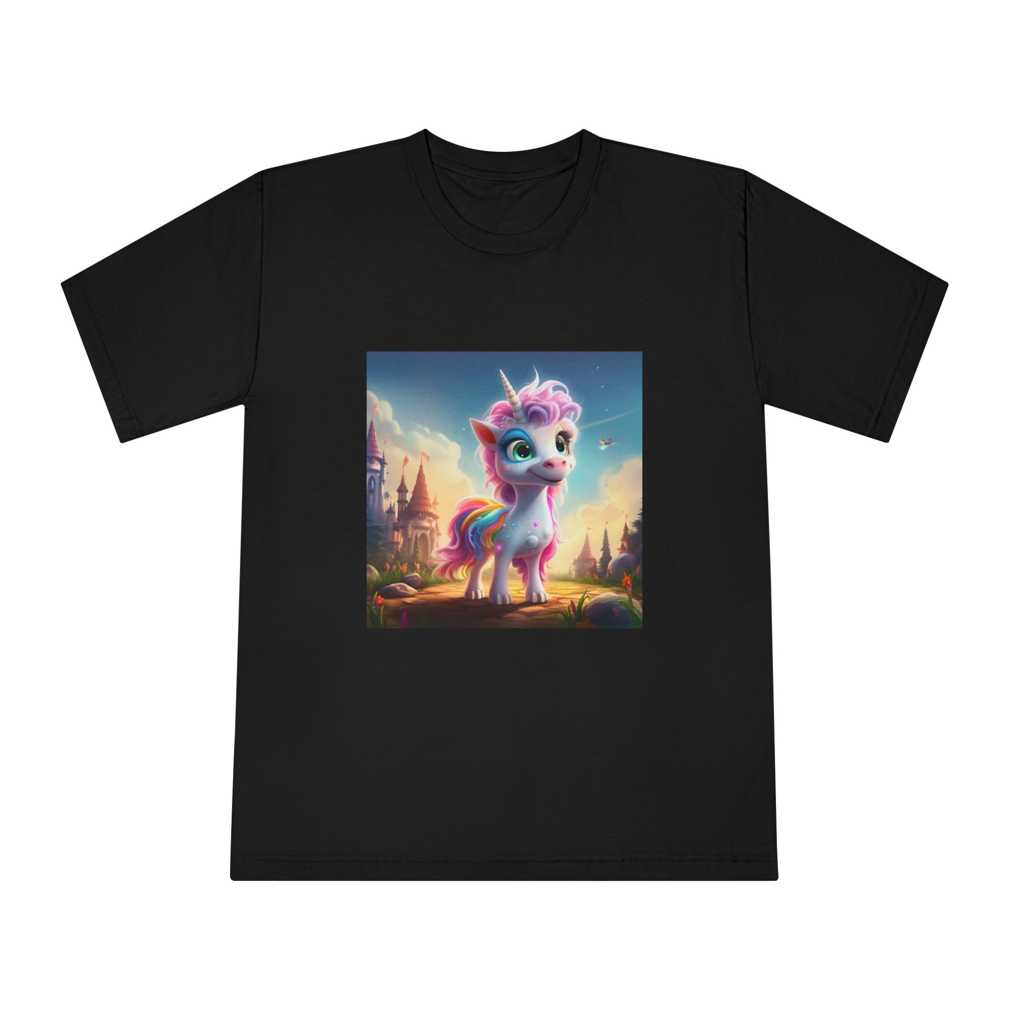 Unicorn Standing Rock Front Castle Generative Ai Unisex Classic Crewneck T Shirt - Image 5