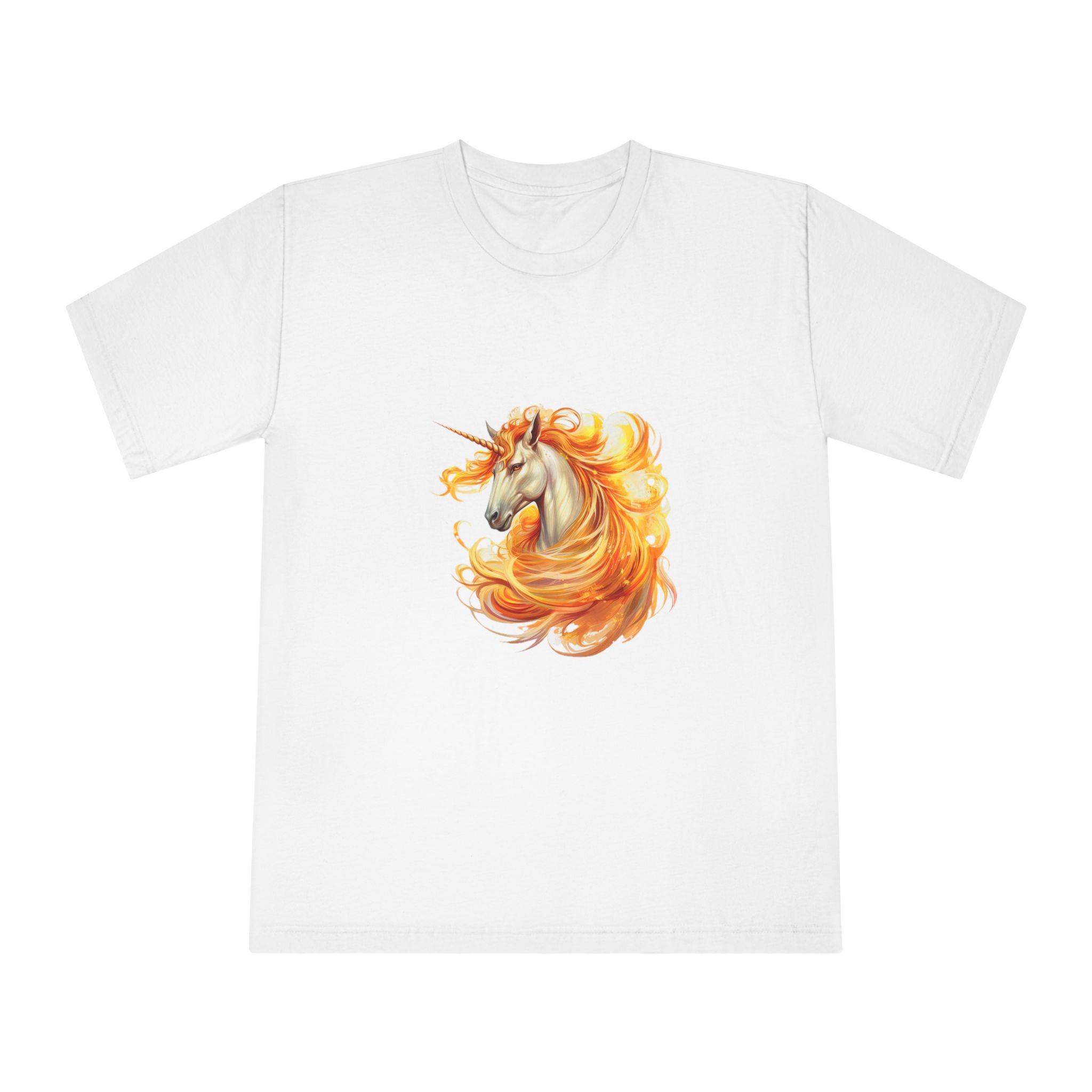 Unicorn With Yellow Mane Orange Orange Flames Unisex Classic Crewneck T Shirt
