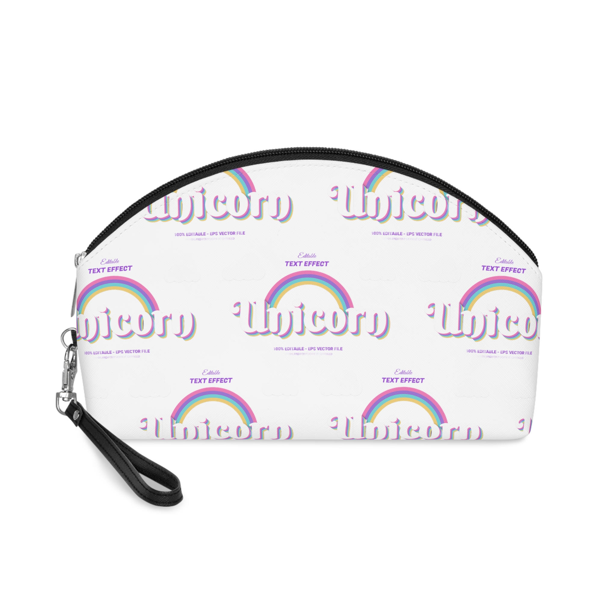 Cute Unicorn Editable Text Effect Makeup Bag