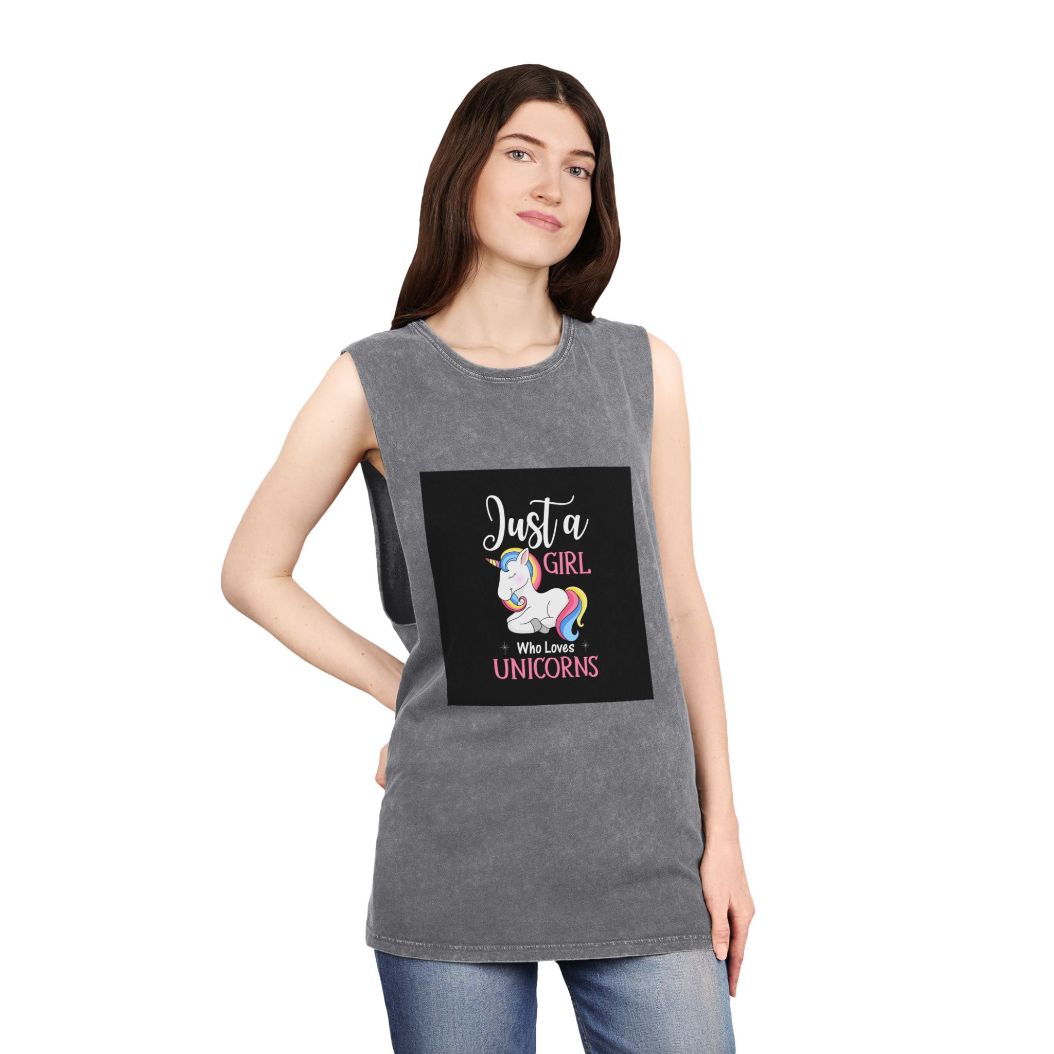 Unicorn 10 Unisex Stonewash Tank Top - Image 12