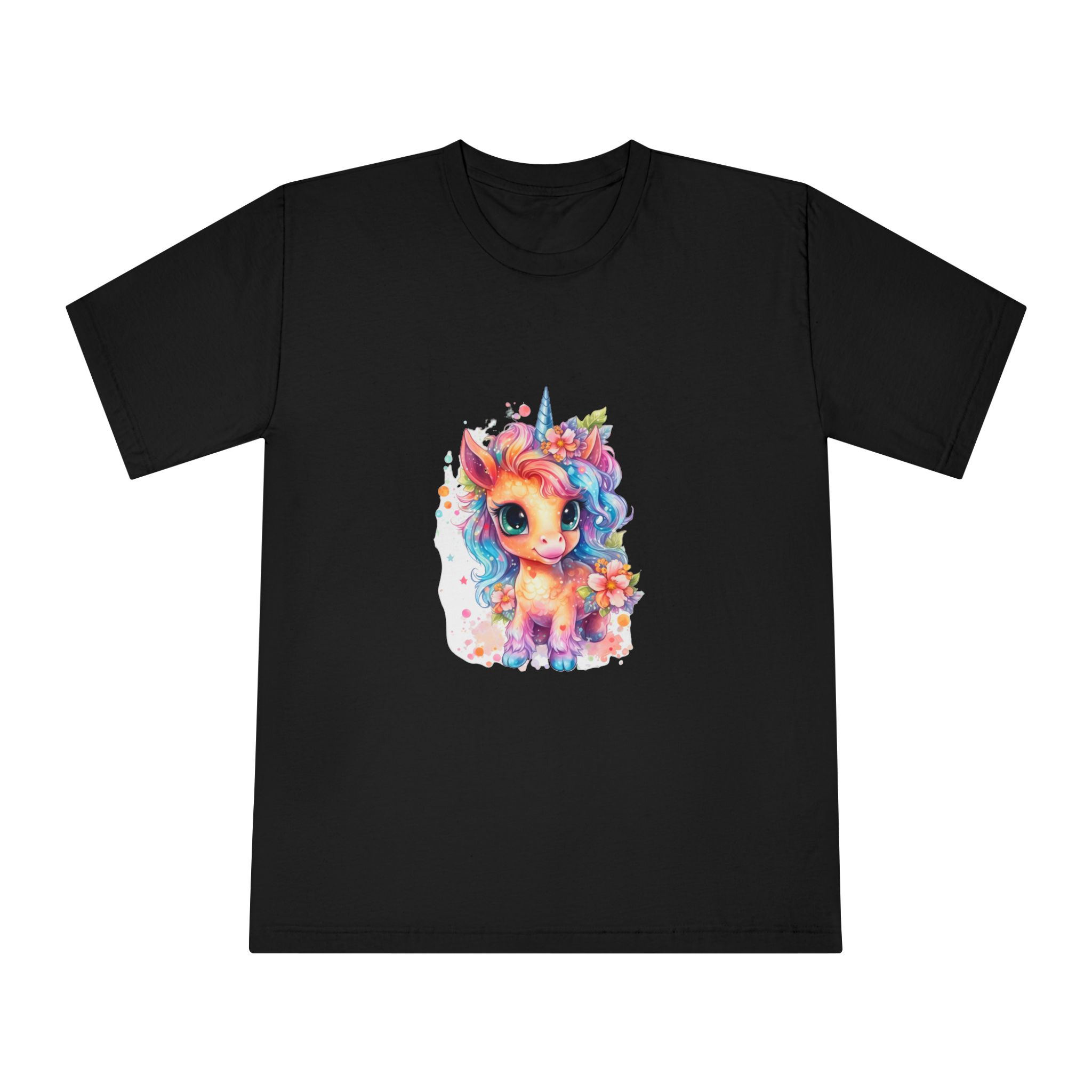 Cute Colorful Magic Unicorn With Flowers Watercolor Style (1) Fotor Bg Remover 2023110475940 Unisex Classic Crewneck T Shirt - Image 5