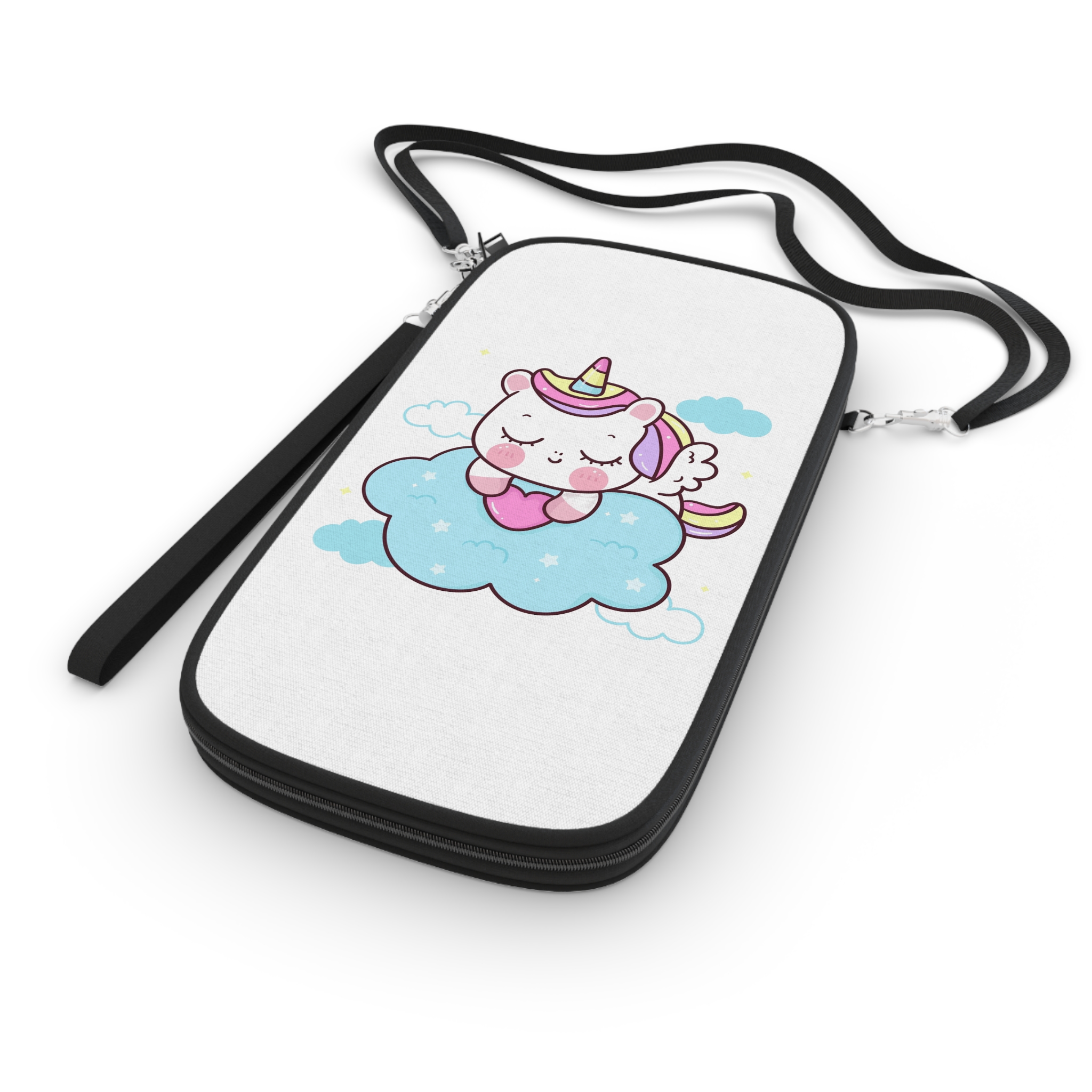 Cute Unicorn Pegasus Cartoon Sleep Holding Heart Cloud Kawaii Animal Passport Wallet - Image 3