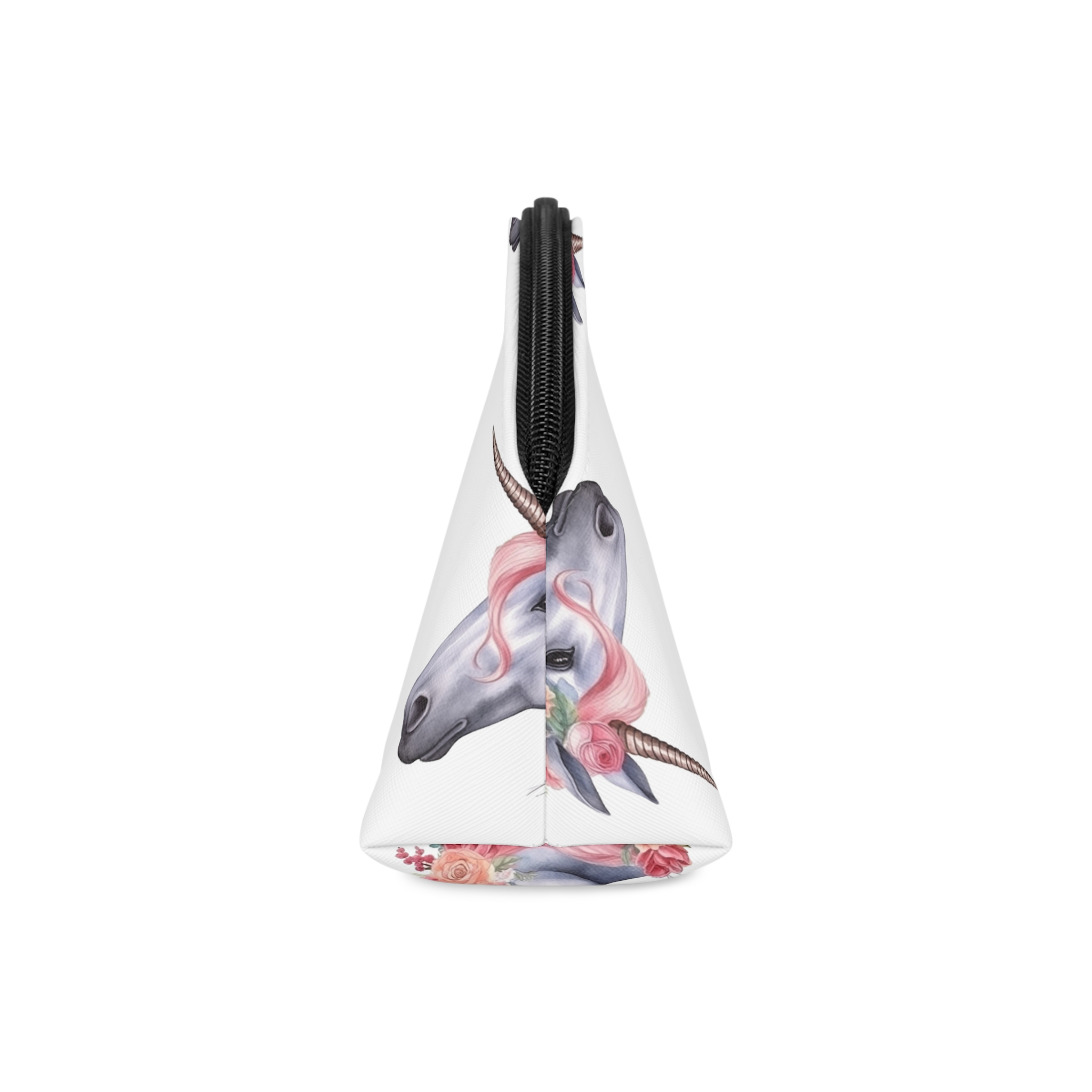 Unicorn With Pink Mane Flowers Head Generative Ai Makeup Bag - Image 4
