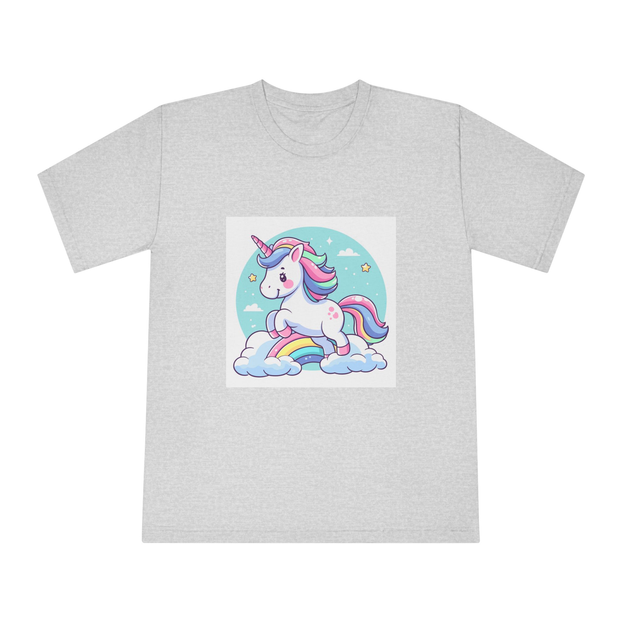 Cartoon Unicorn With Rainbow Its Tail Unisex Classic Crewneck T Shirt - Image 13
