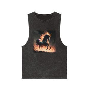 Fire Unicorn Unisex Stonewash Tank Top