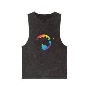 Make Wish Unicorn Rainbow Vector Illustration Unisex Stonewash Tank Top