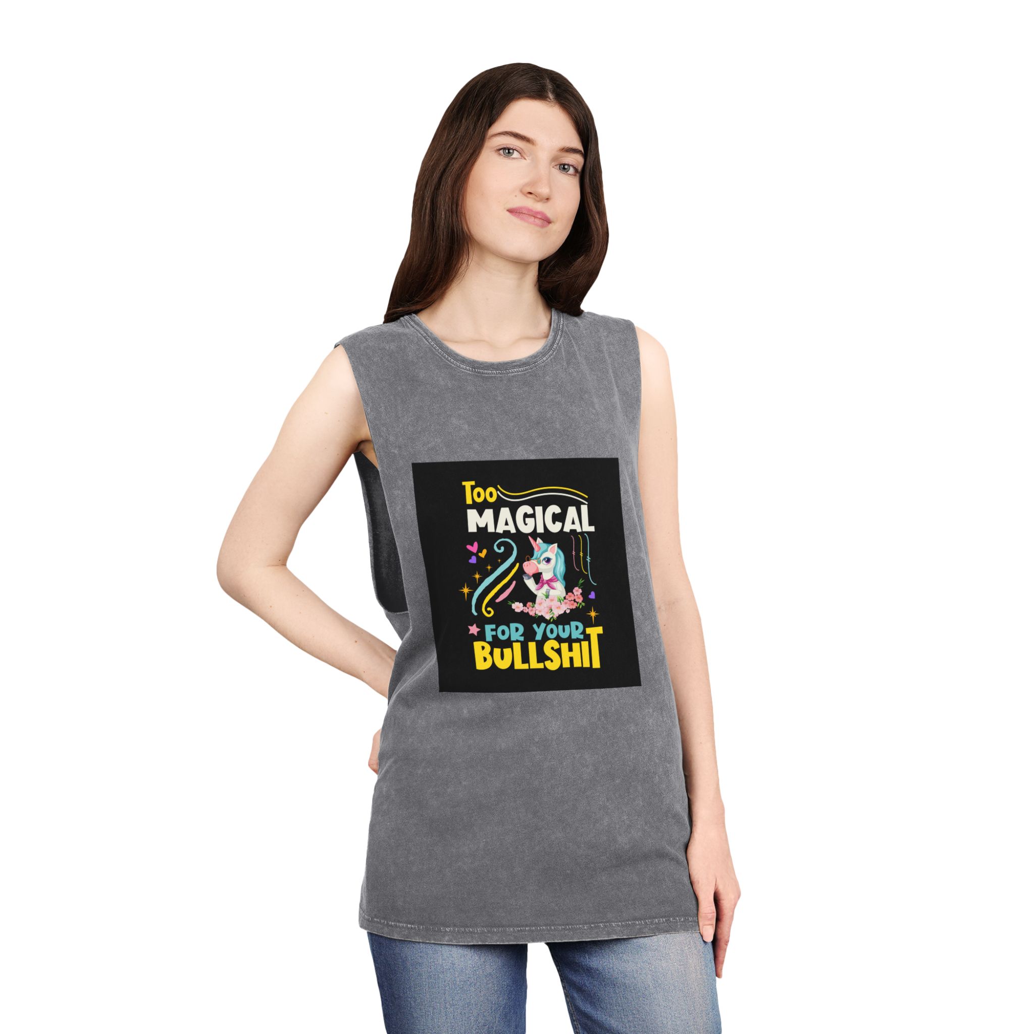 Unicorn Design 8 Unisex Stonewash Tank Top - Image 12