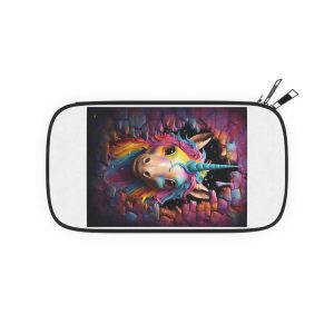 Cute Unicorn Cartoon Looking Through Wall Poster Illustration Kids Passport Wallet