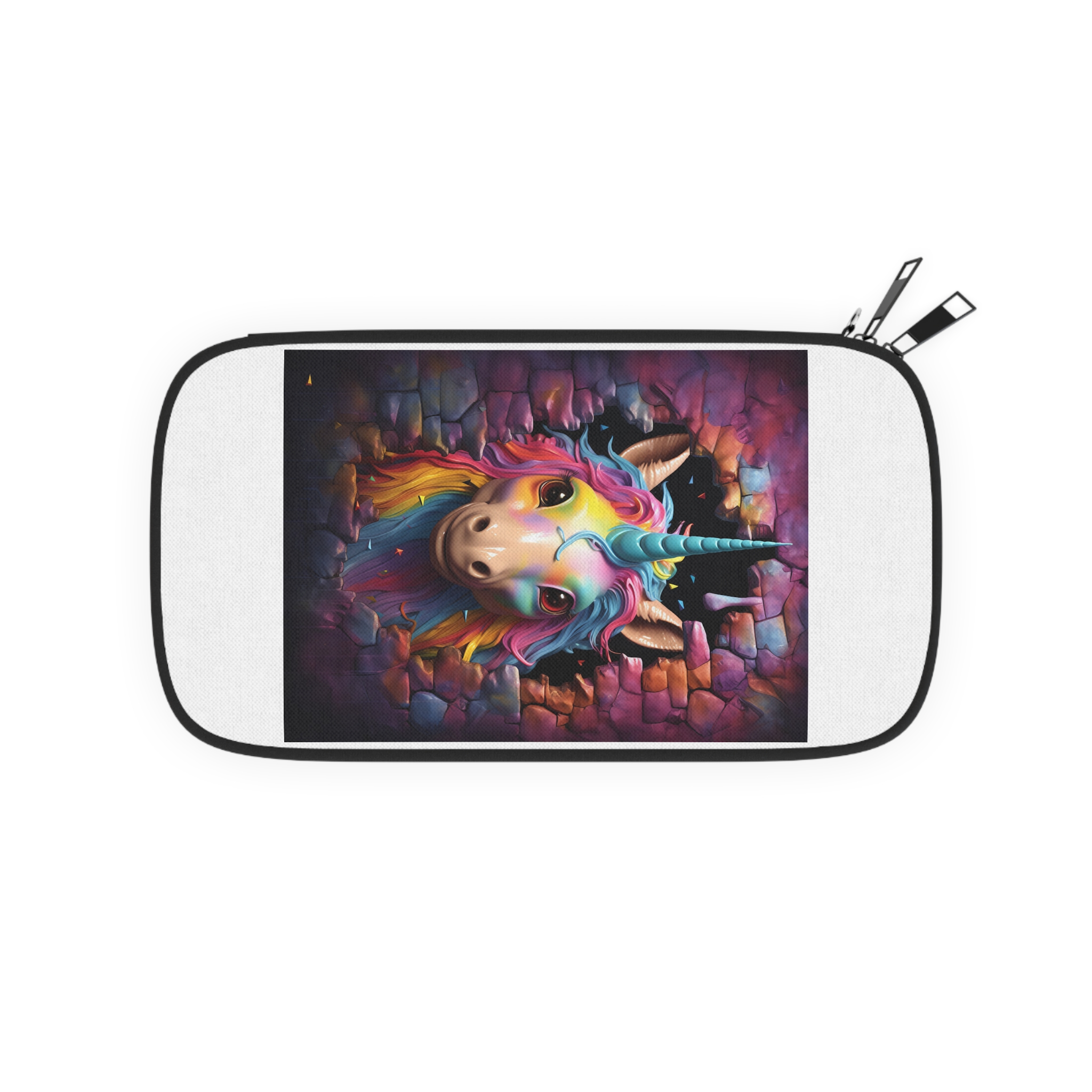Cute Unicorn Cartoon Looking Through Wall Poster Illustration Kids Passport Wallet