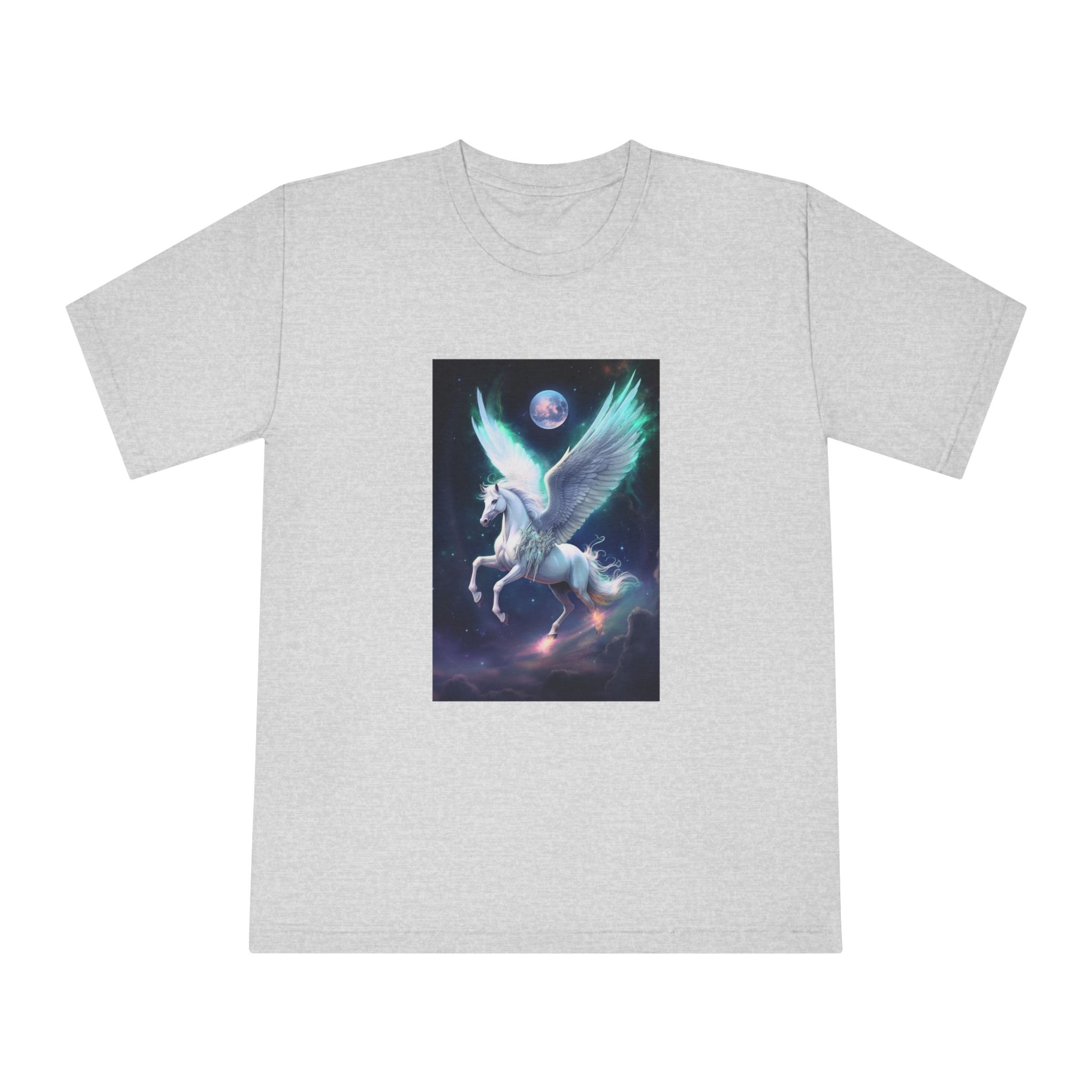 Unicorn With Wings Flying Sky With Full Moon Background Generative Ai Unisex Classic Crewneck T Shirt - Image 13