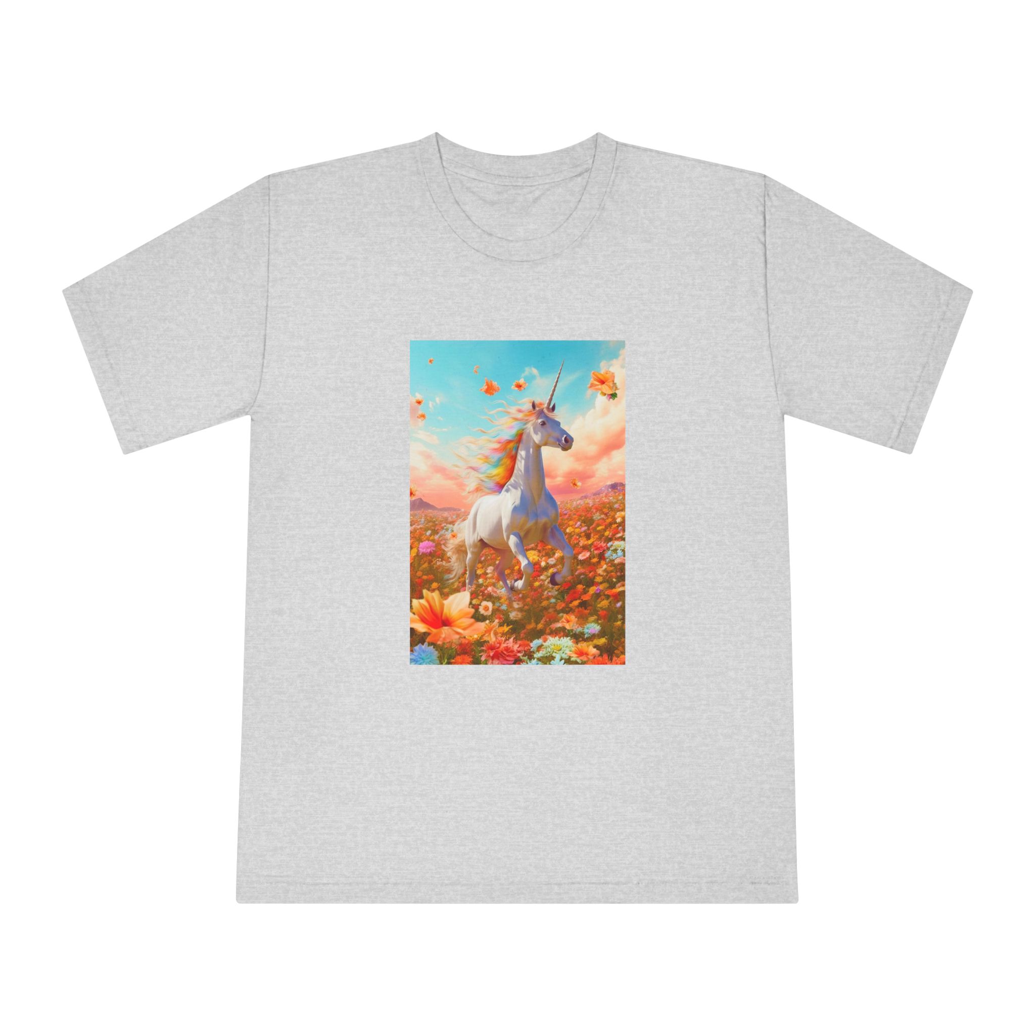 Image White Unicorn Running Through Field Wildflowers Generative Ai Unisex Classic Crewneck T Shirt - Image 13