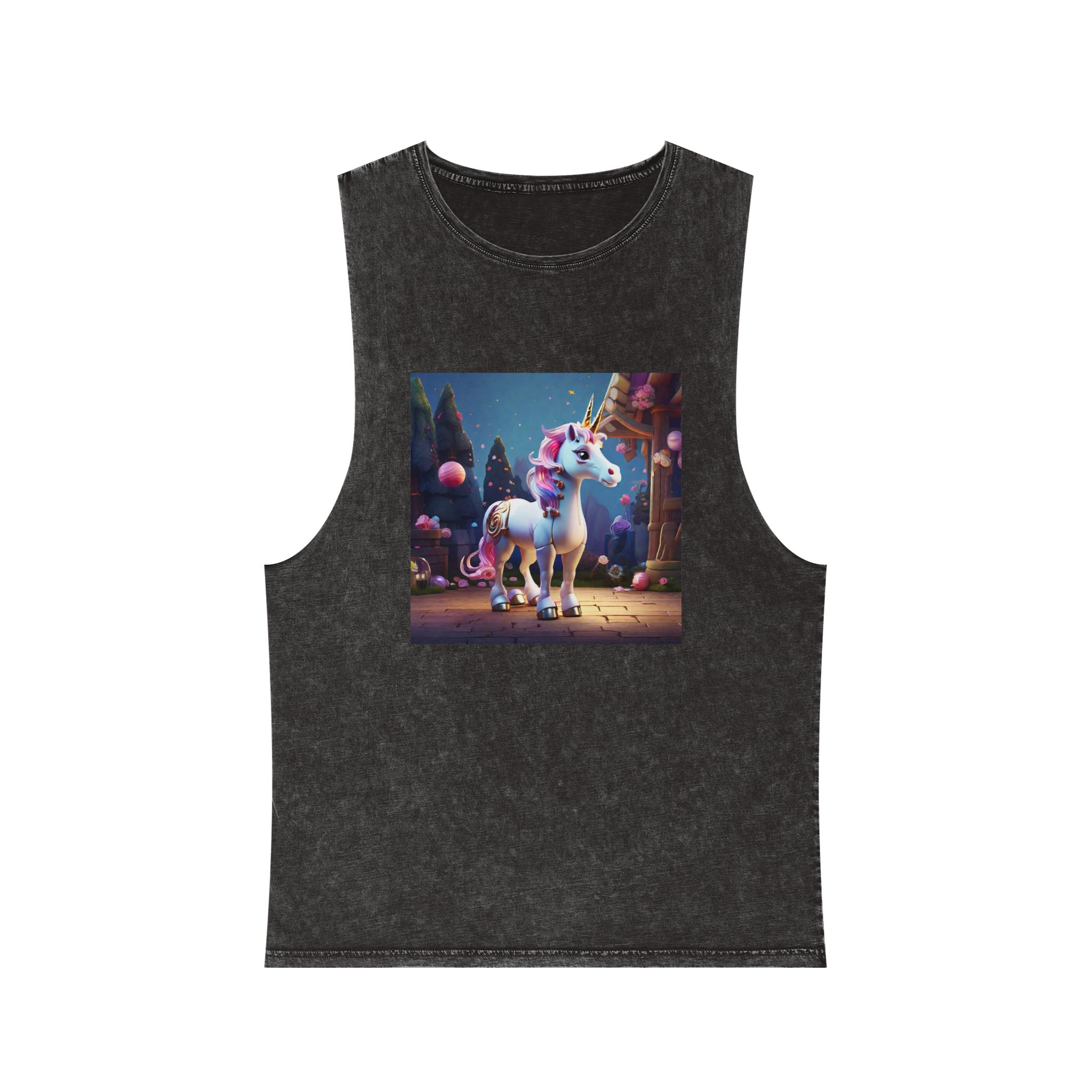Animated Unicorn Children Generated By Ai (5) Unisex Stonewash Tank Top