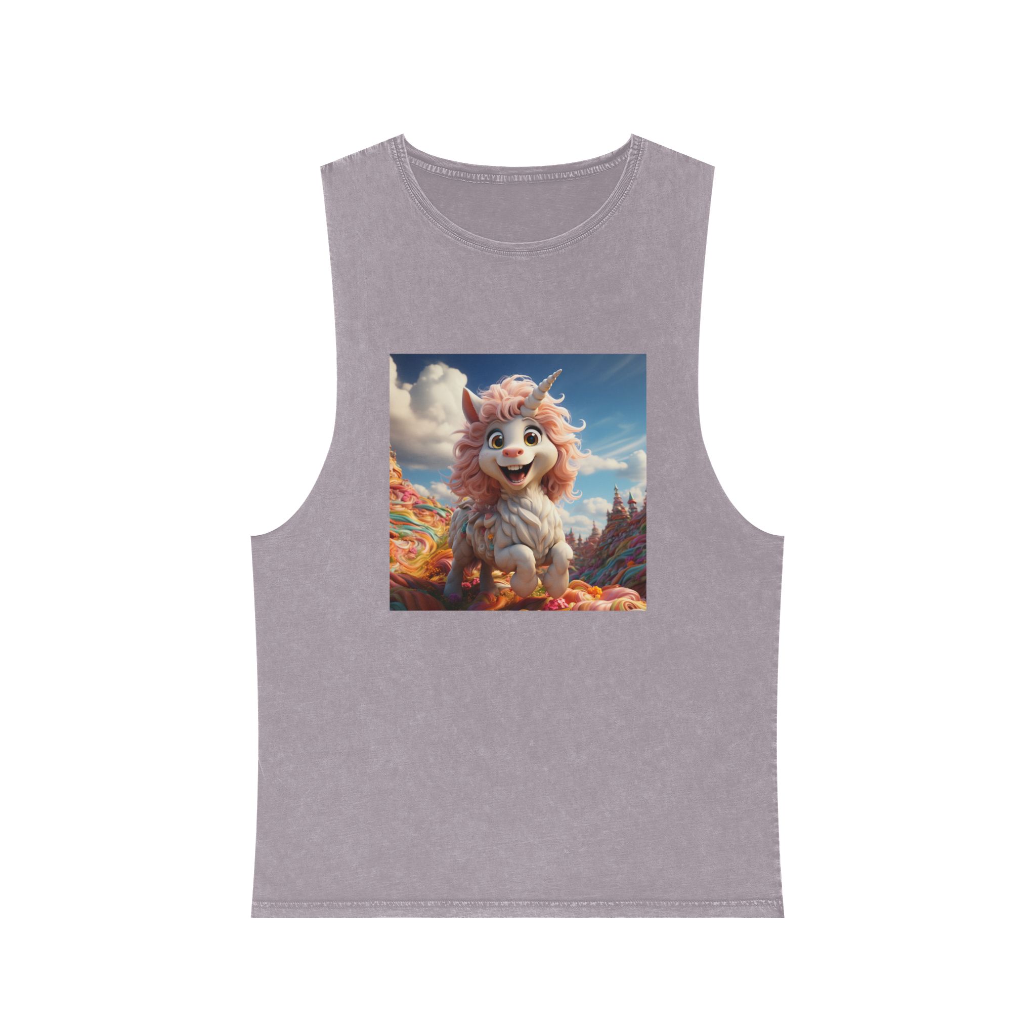 There Is Cartoon Unicorn That Is Standing Field Candy Generative Ai Unisex Stonewash Tank Top - Image 17