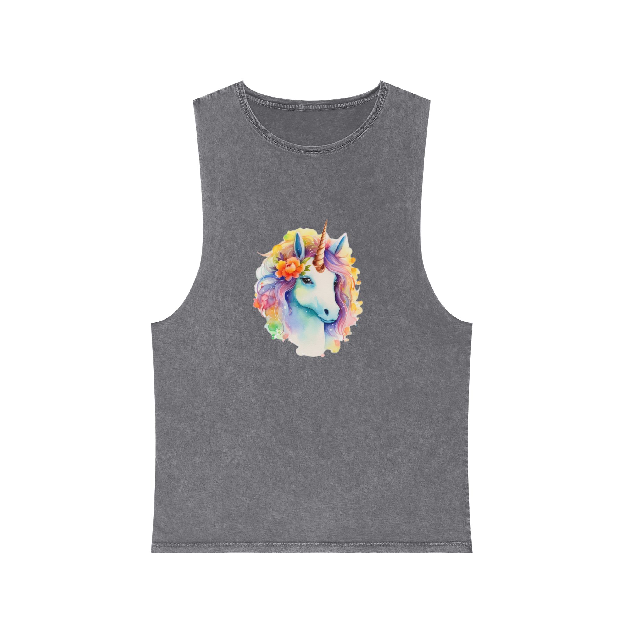 Painting Unicorn With Flower Crown Its Head Generative Ai Unisex Stonewash Tank Top - Image 9