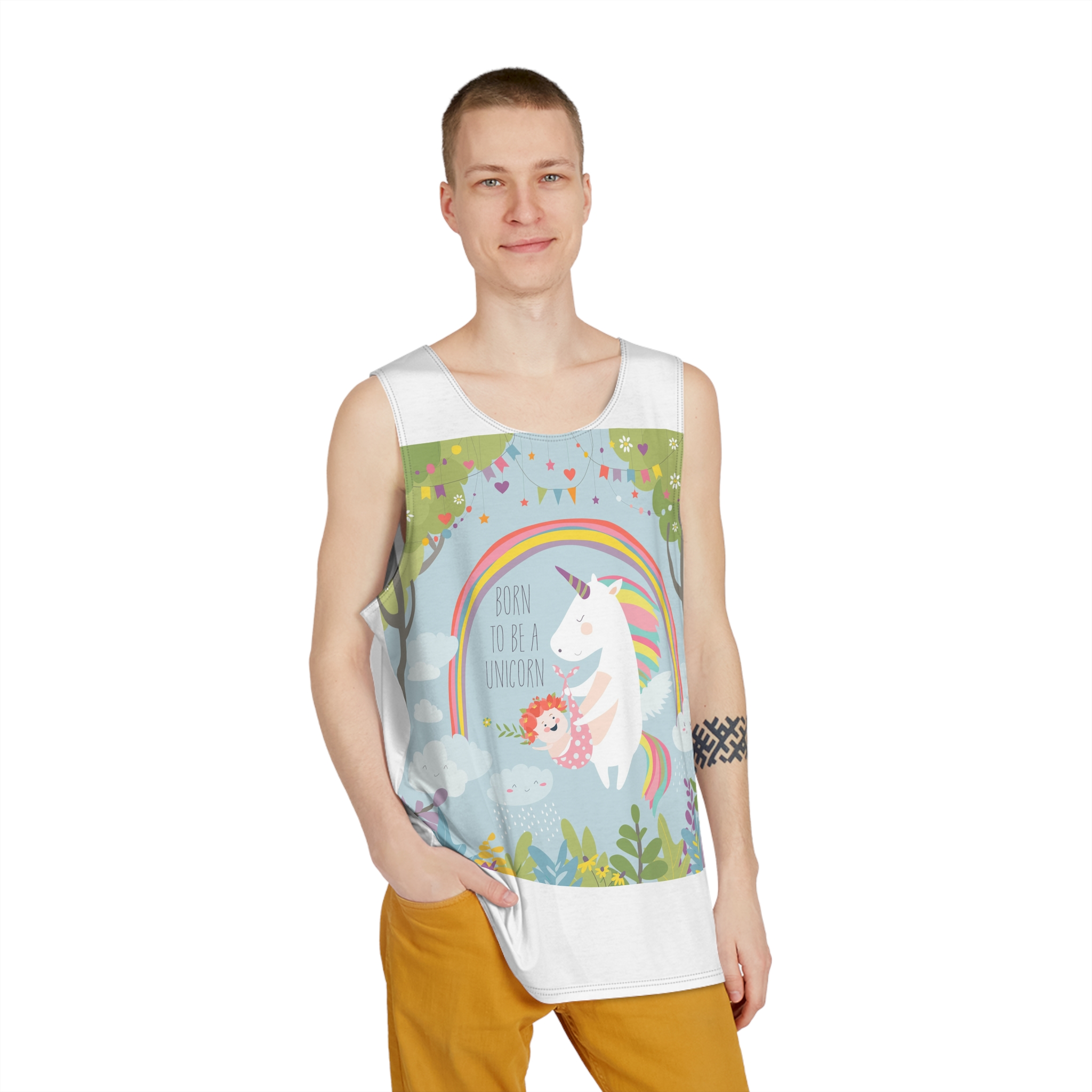 Cute Unicorn With Baby Mens Tank Aop - Image 3