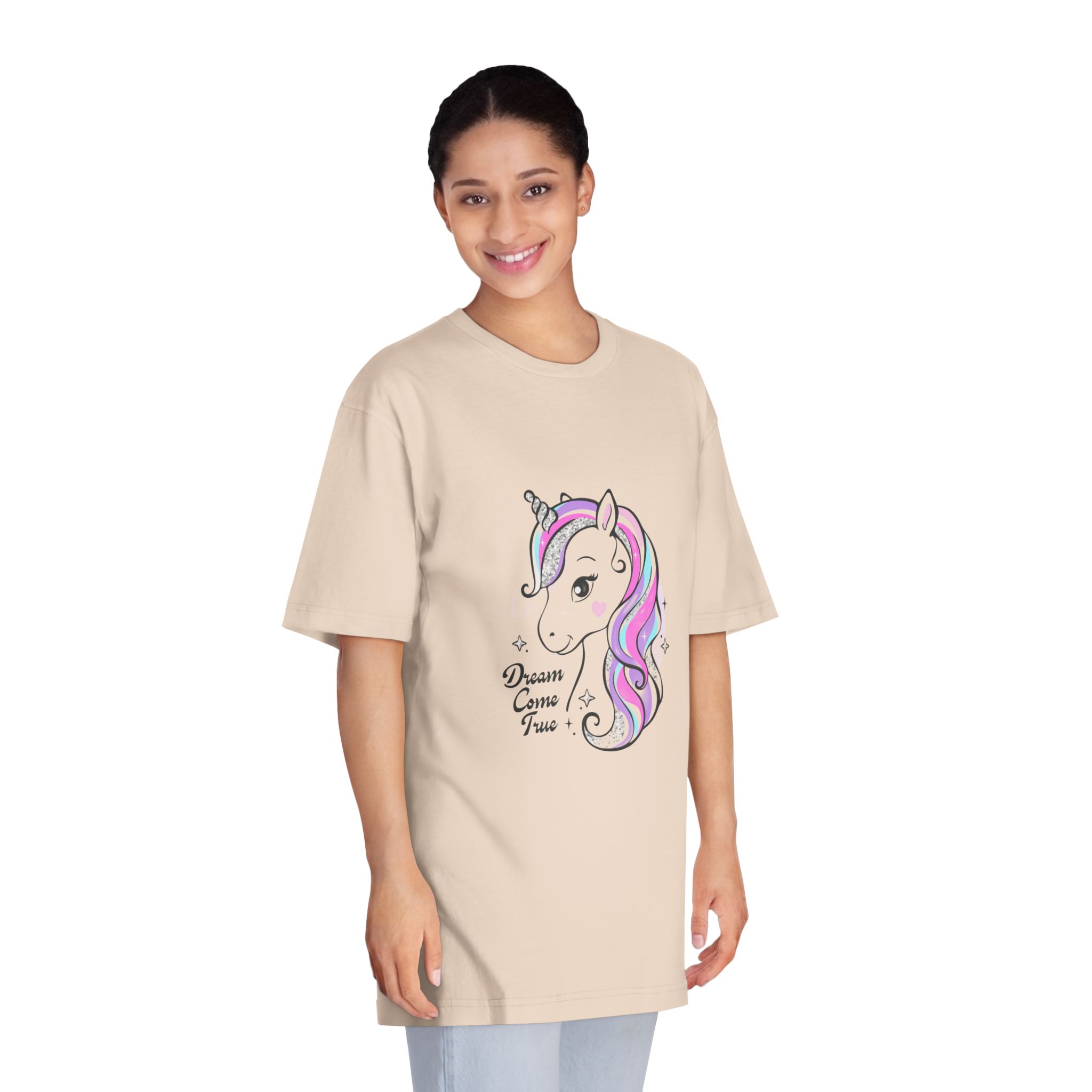 Art Beautiful Little Unicorn On A White Background Sequins Print For Clothes and T Shirts Vector Illustration Cartoon Unisex Classic Crewneck T Shirt - Image 11