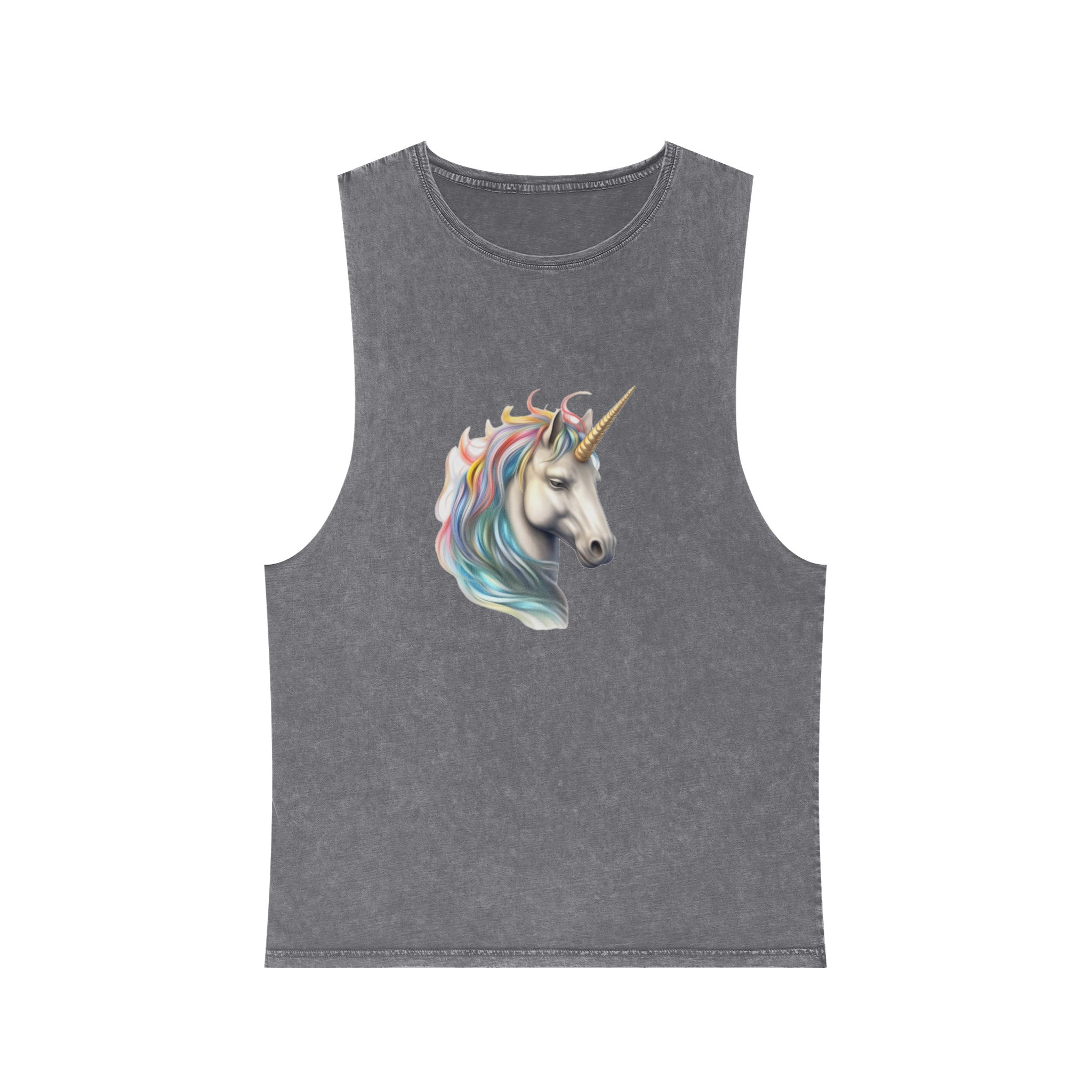 There Is Drawing Unicorn With Colorful Mane Generative Ai Unisex Stonewash Tank Top - Image 9